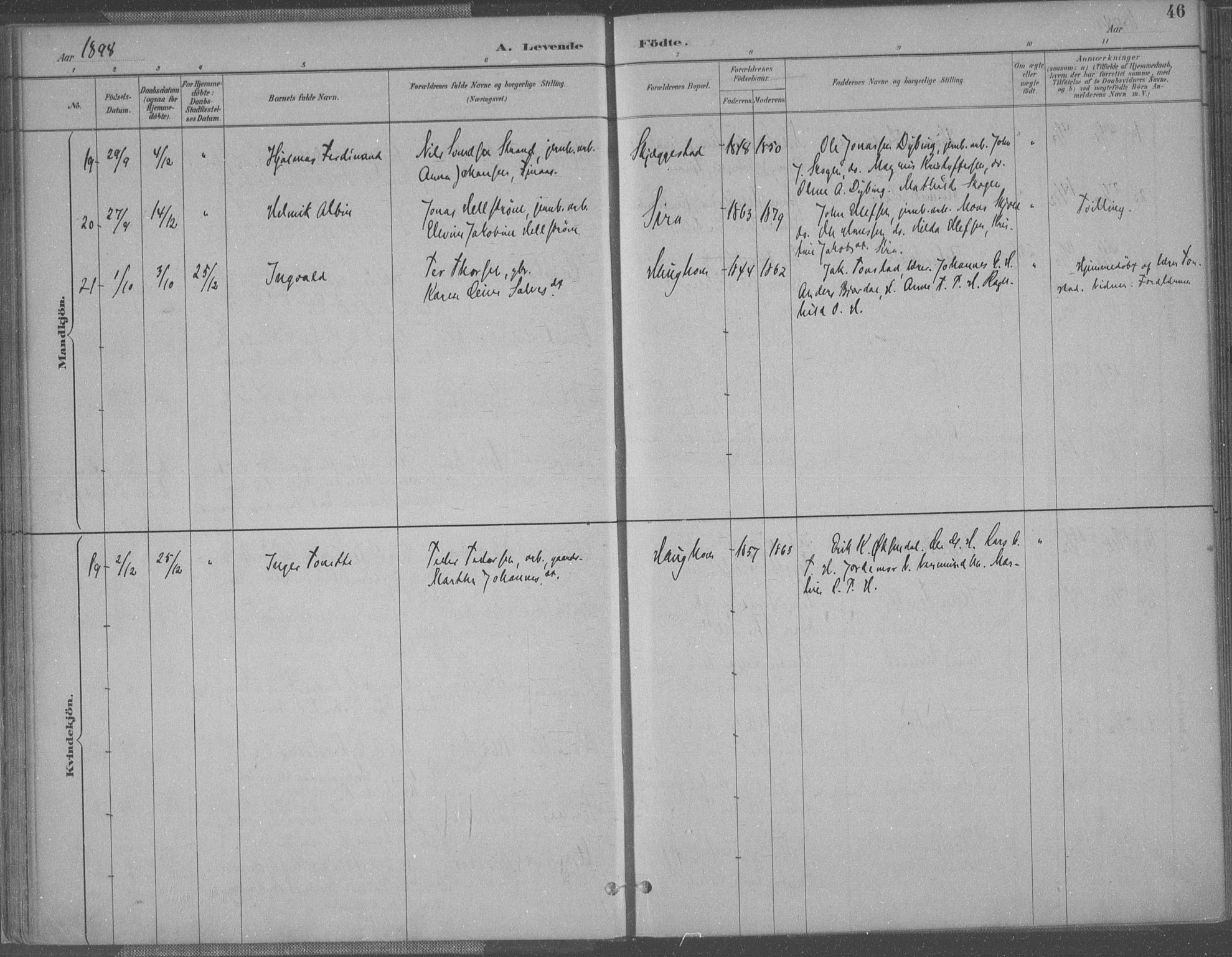 Bakke sokneprestkontor, AV/SAK-1111-0002/F/Fa/Faa/L0008: Parish register (official) no. A 8, 1887-1911, p. 46