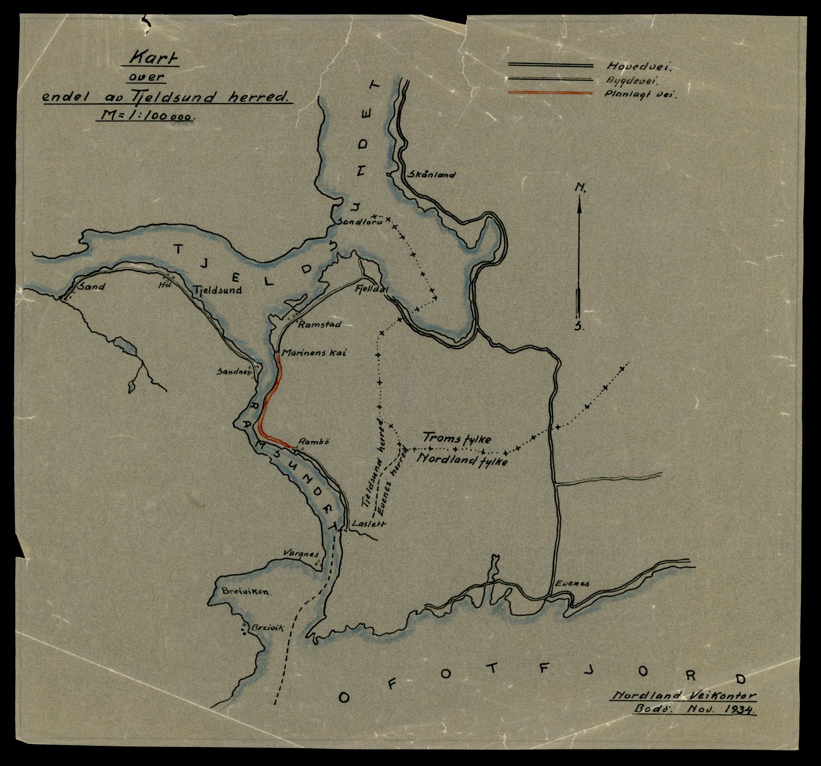 Nordland vegkontor, AV/SAT-A-4181/F/Fa/L0031: Tysfjord/Ballangen/Tjeldsund, 1882-1969, p. 1075