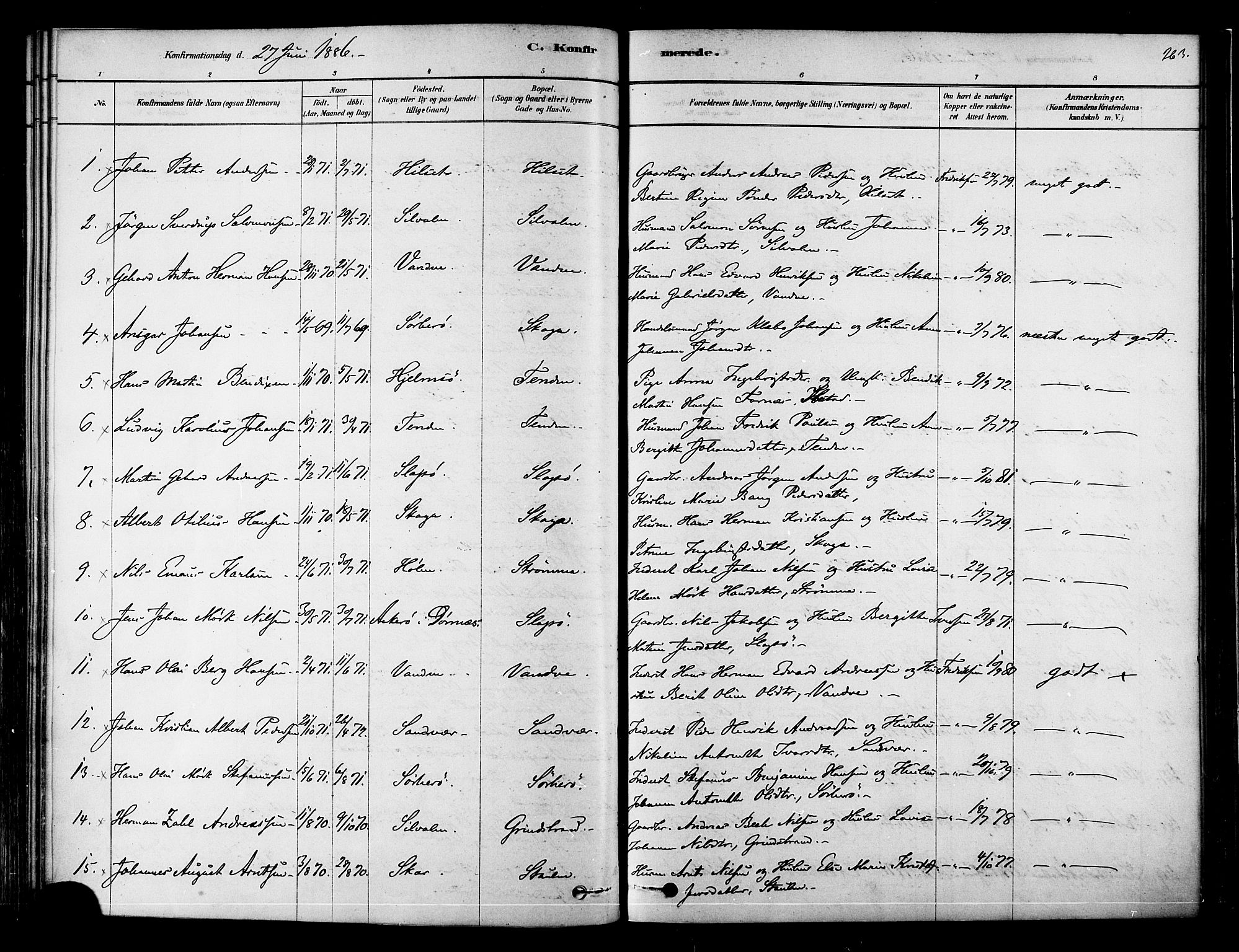 Ministerialprotokoller, klokkerbøker og fødselsregistre - Nordland, AV/SAT-A-1459/834/L0507: Parish register (official) no. 834A05, 1878-1892, p. 263