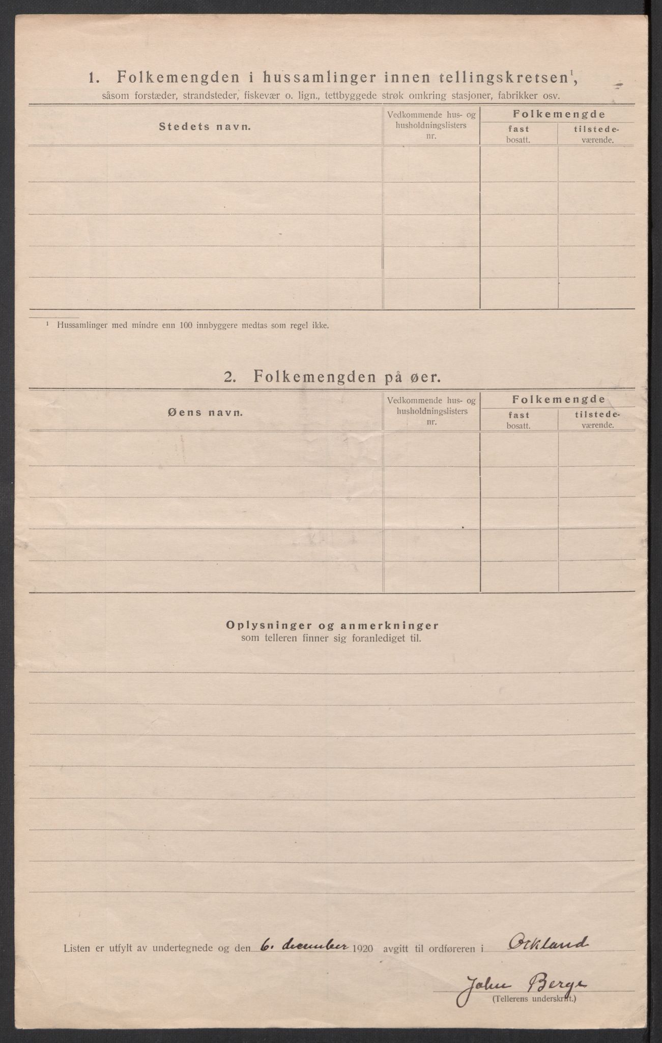 SAT, 1920 census for Orkland, 1920, p. 21