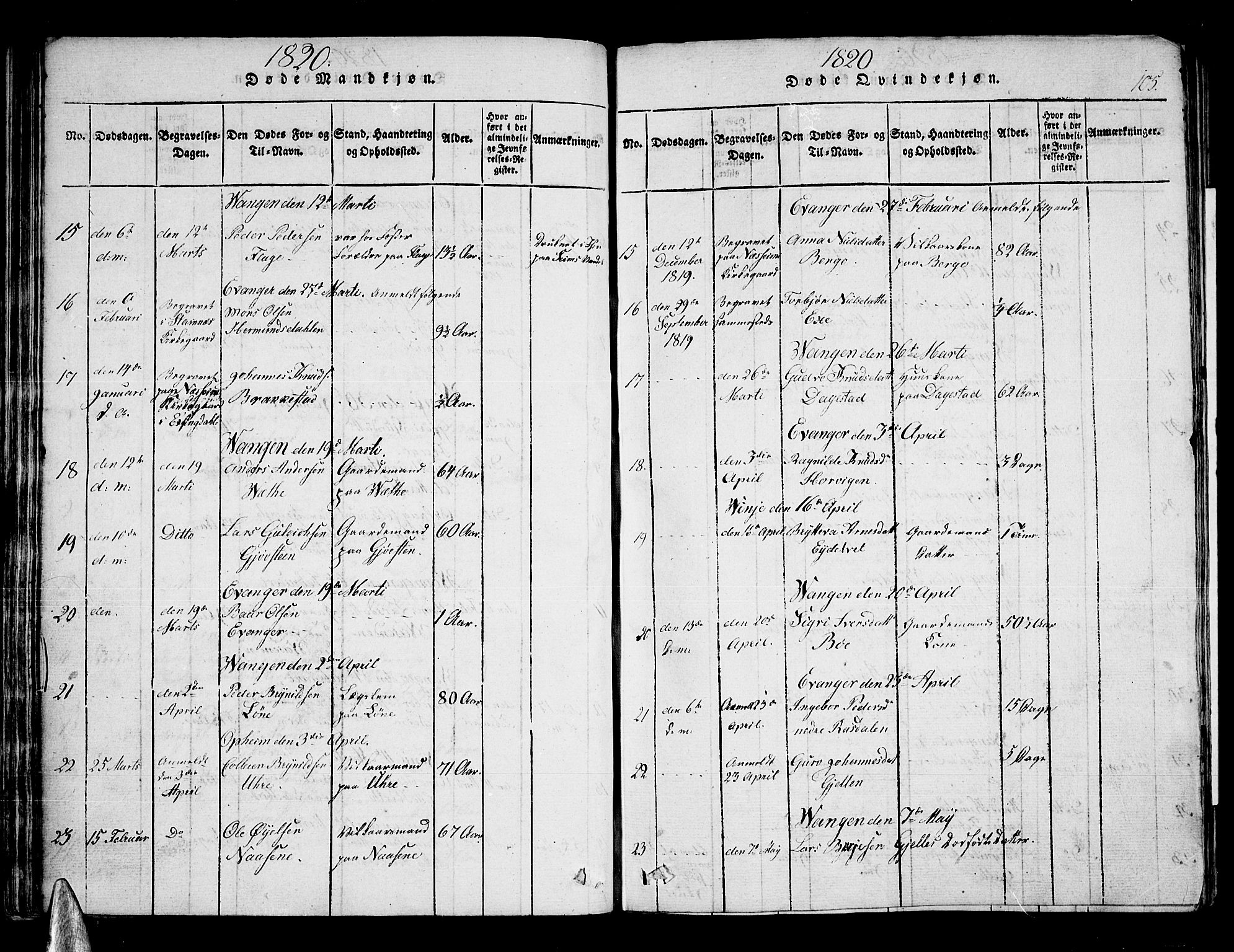 Voss sokneprestembete, AV/SAB-A-79001/H/Haa: Parish register (official) no. A 11, 1816-1827, p. 105