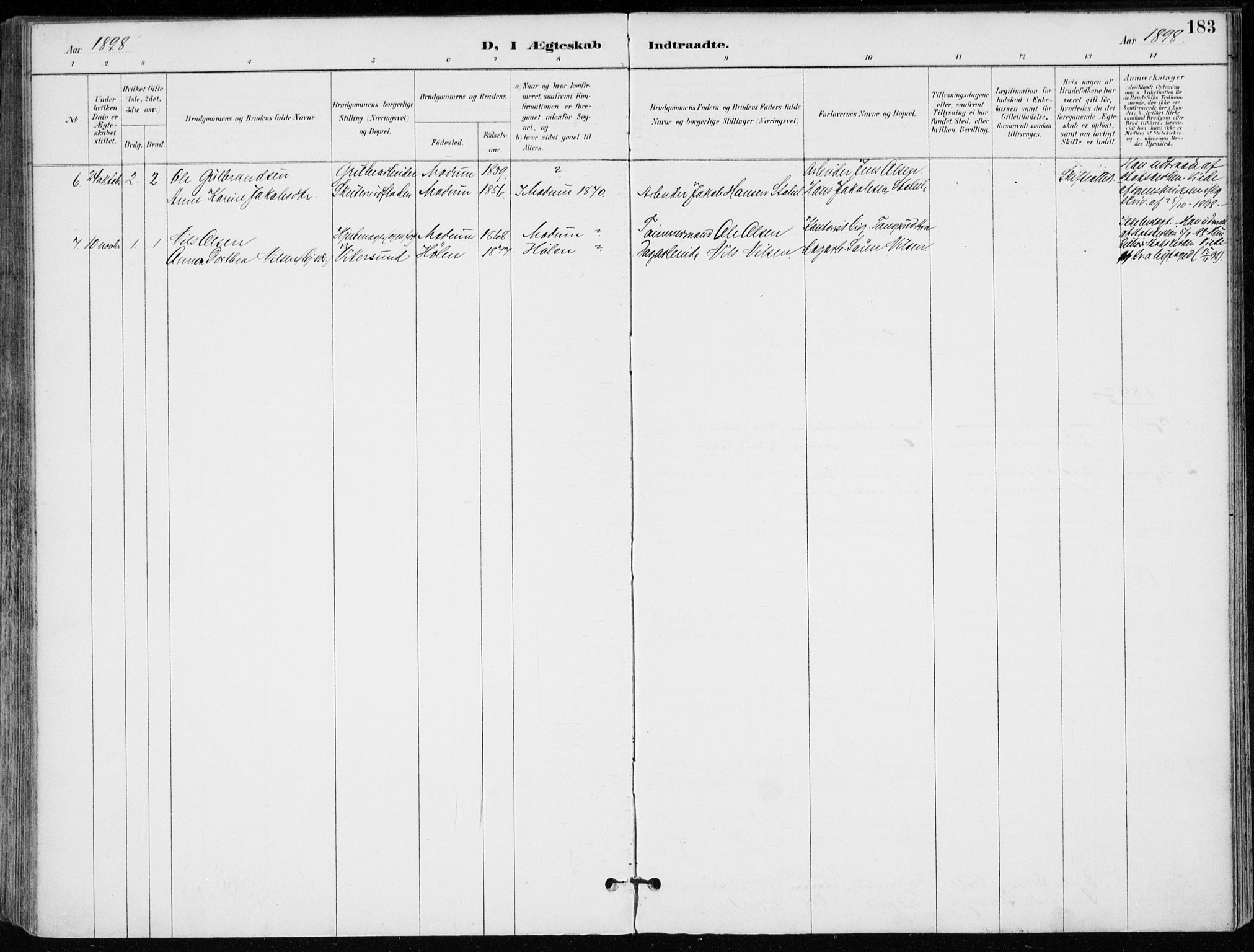 Modum kirkebøker, AV/SAKO-A-234/F/Fa/L0012: Parish register (official) no. 12, 1890-1898, p. 183