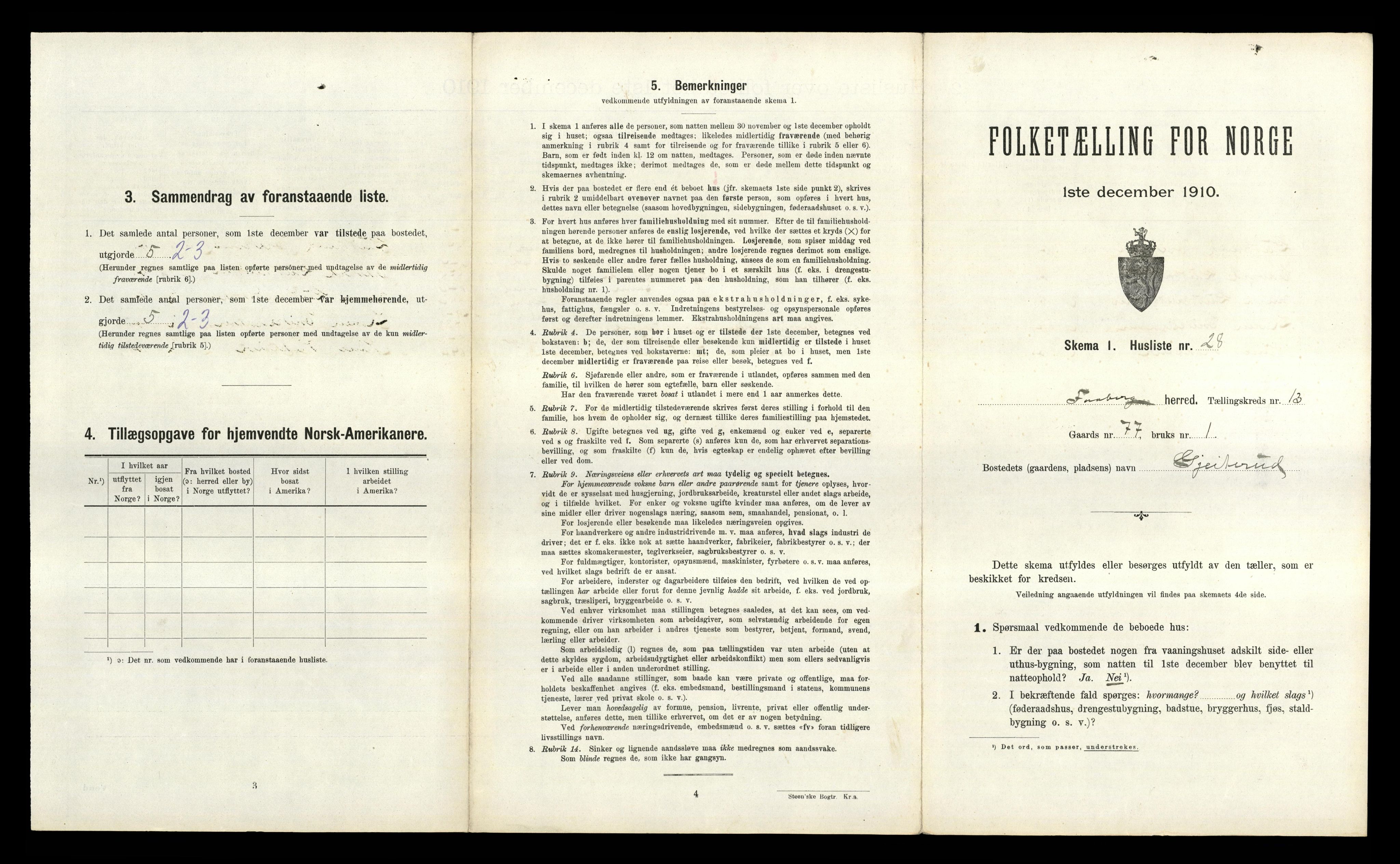 RA, 1910 census for Fåberg, 1910, p. 1570