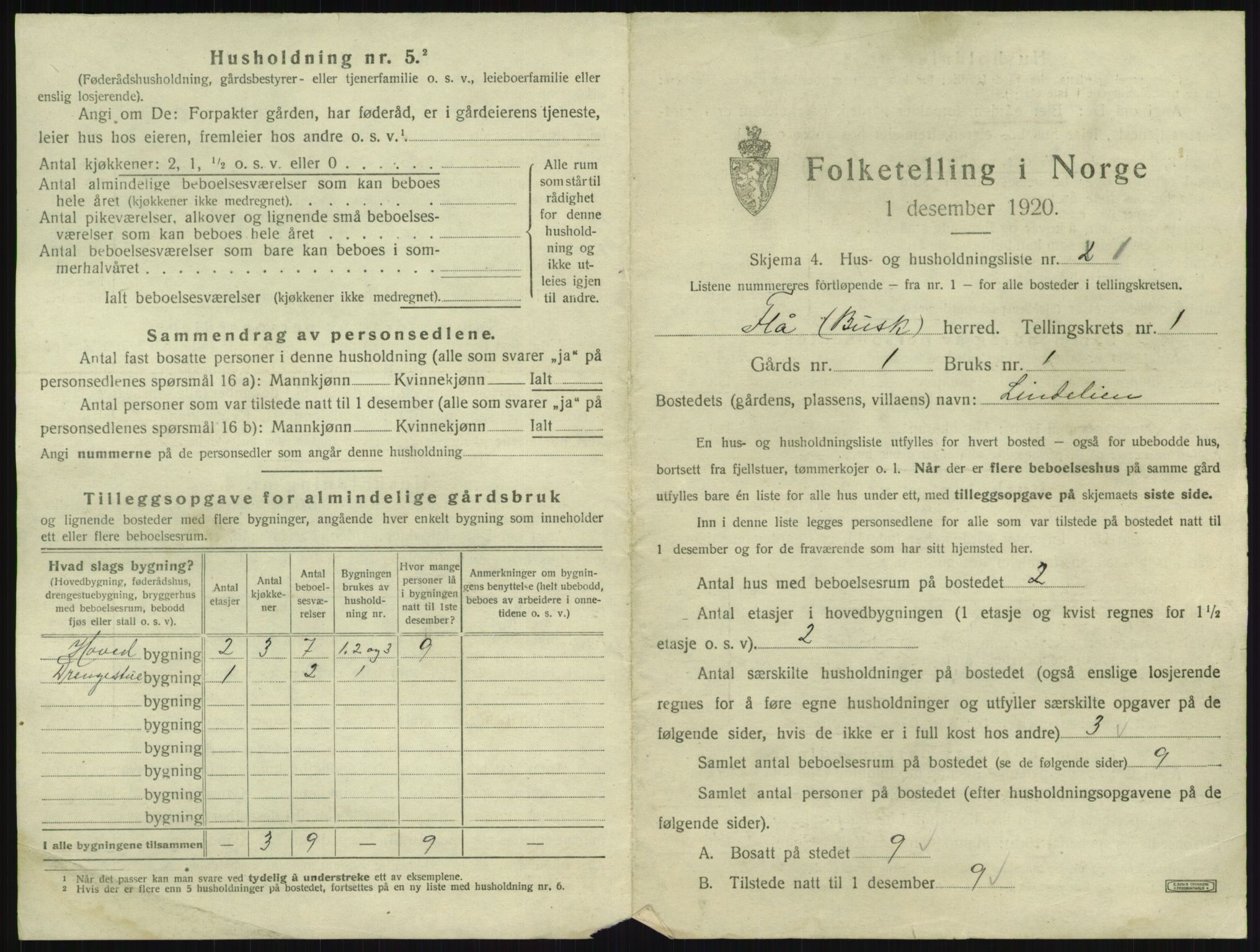 SAKO, 1920 census for Flå, 1920, p. 30