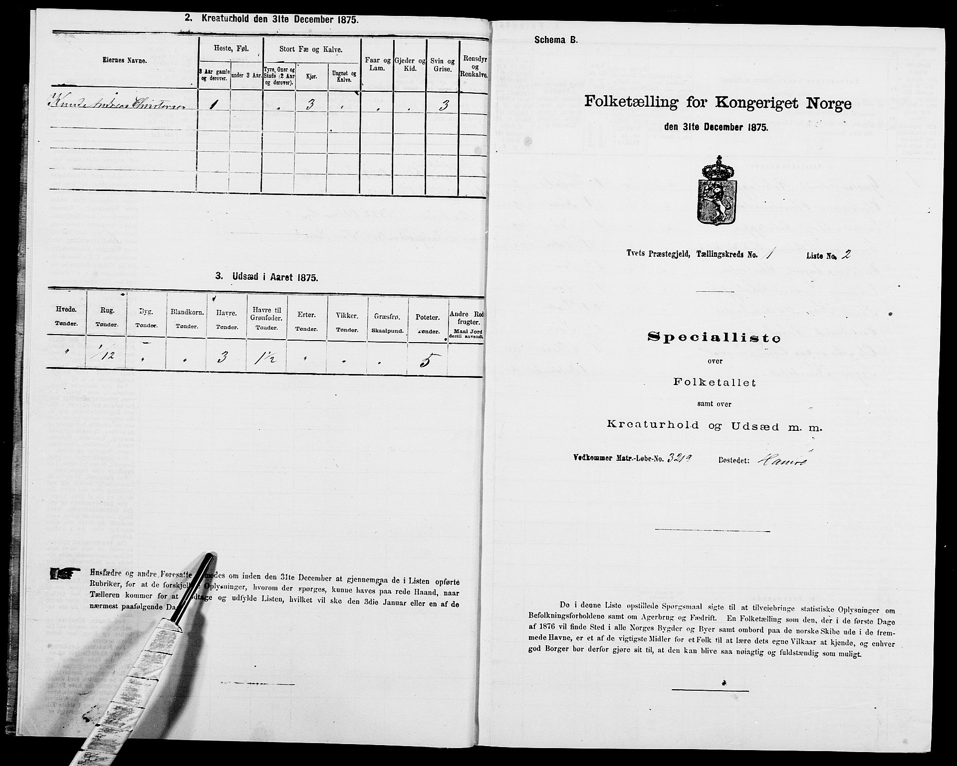 SAK, 1875 census for 1013P Tveit, 1875, p. 59