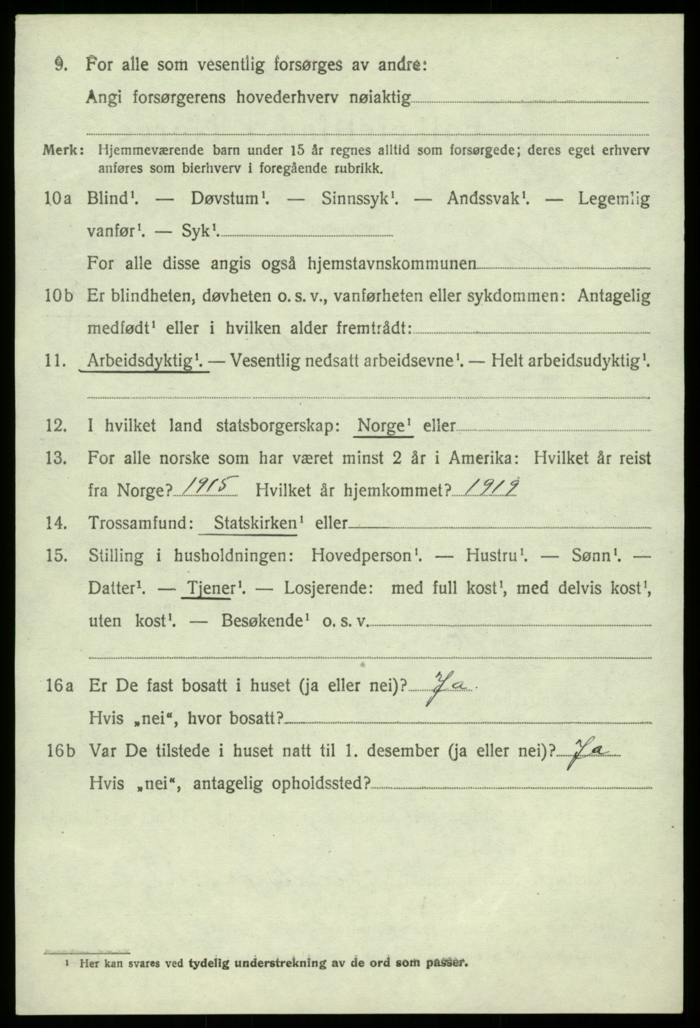 SAB, 1920 census for Hamre, 1920, p. 3226