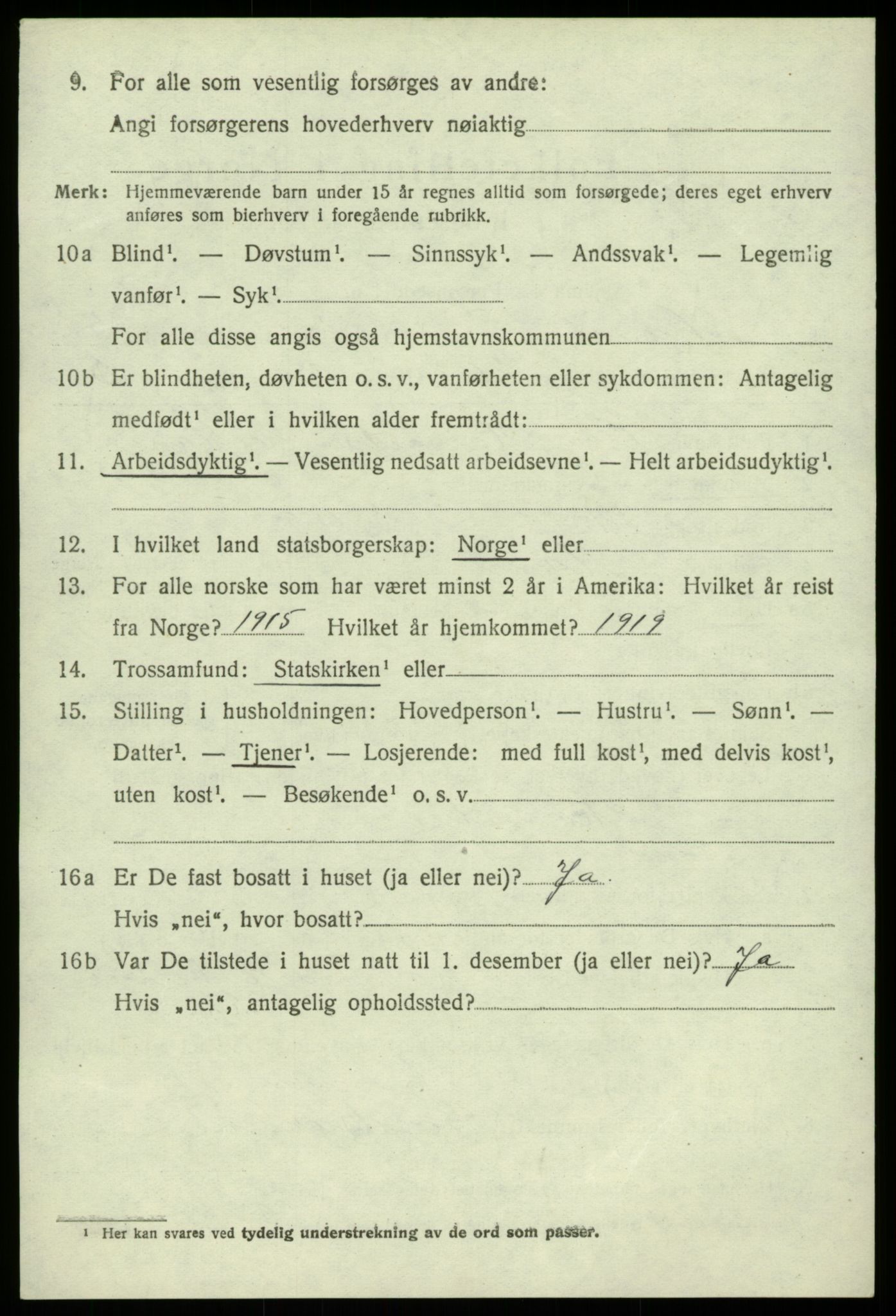 SAB, 1920 census for Hamre, 1920, p. 3226