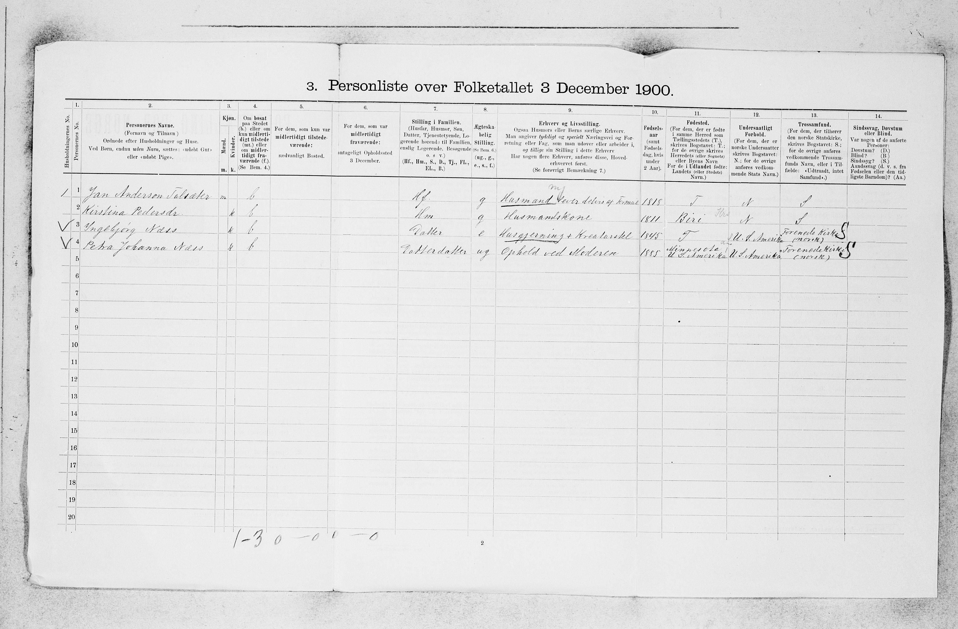 SAB, 1900 census for Luster, 1900, p. 789