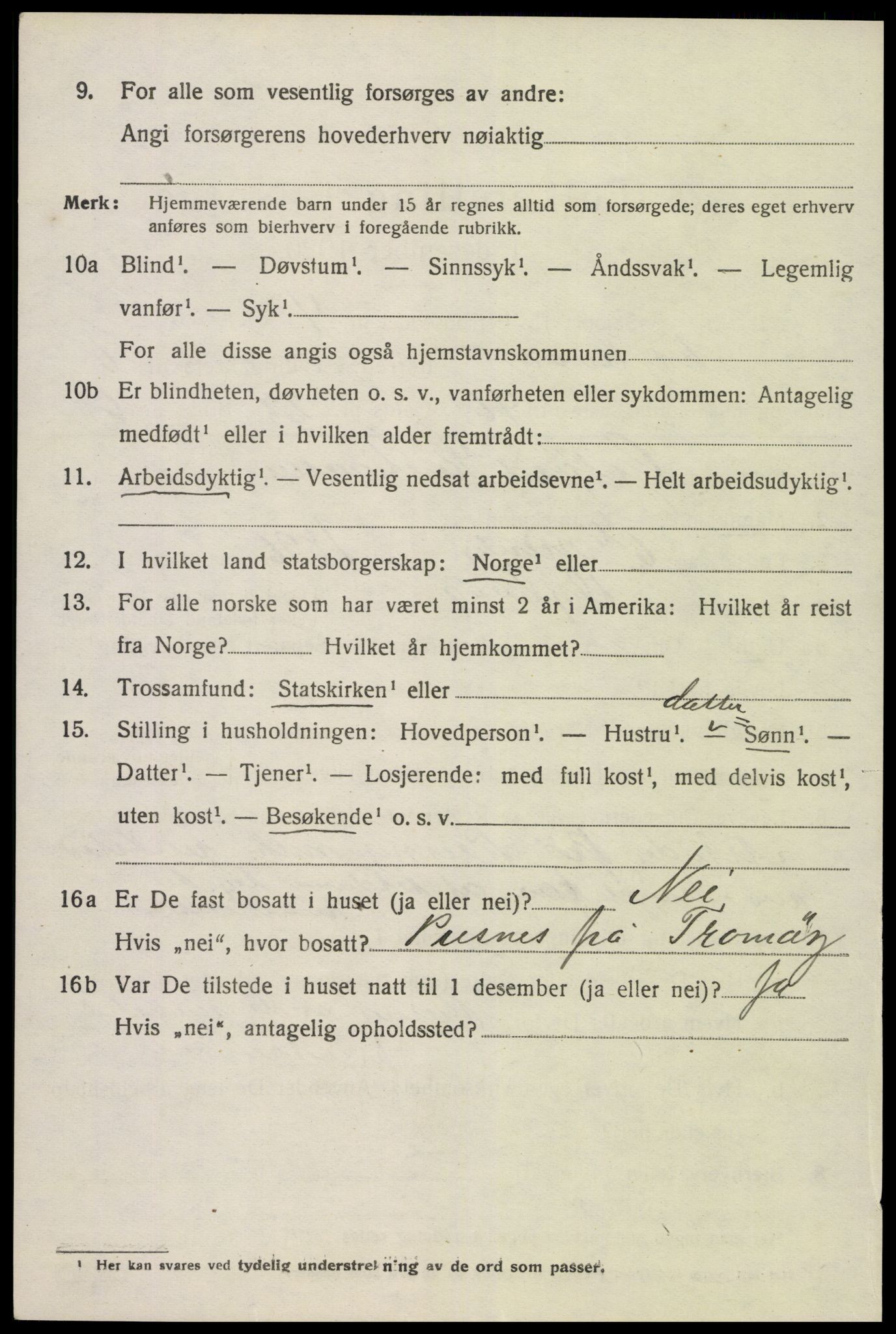 SAK, 1920 census for Dypvåg, 1920, p. 5404