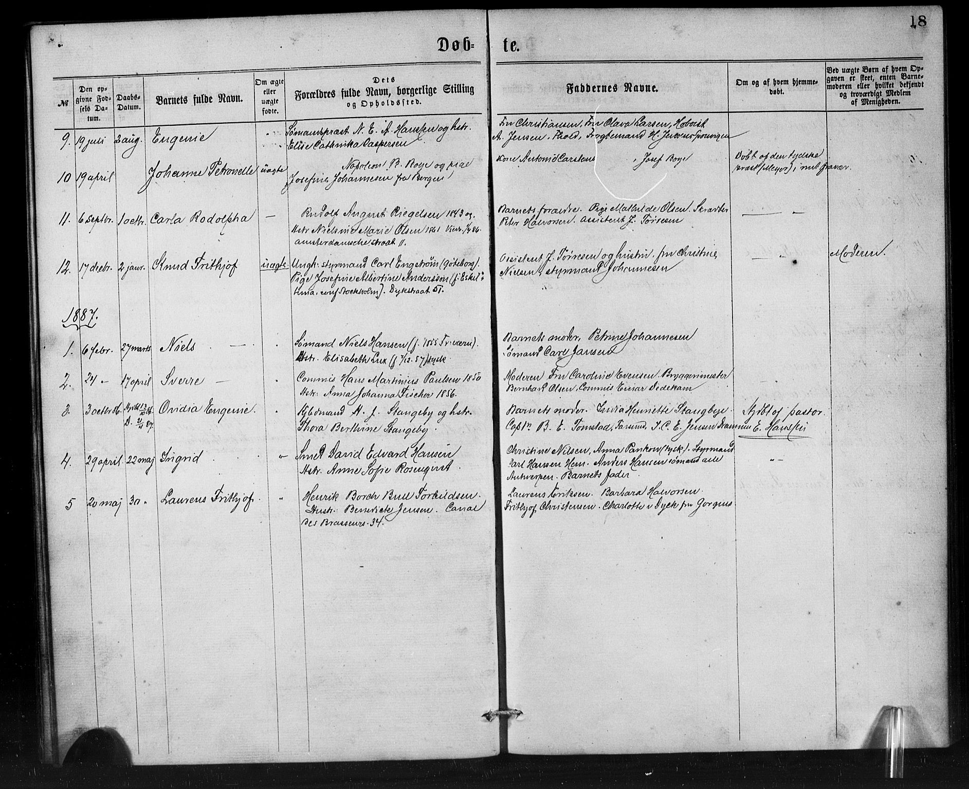 Den norske sjømannsmisjon i utlandet/Antwerpen, SAB/SAB/PA-0105/H/Ha/L0001: Parish register (official) no. A 1, 1865-1887, p. 18