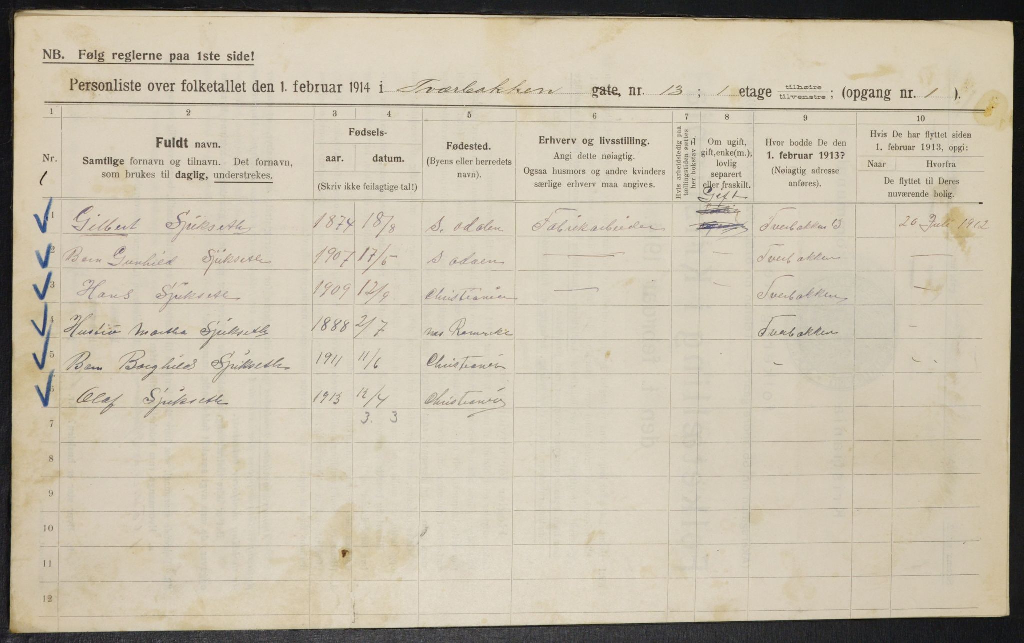 OBA, Municipal Census 1914 for Kristiania, 1914, p. 118289