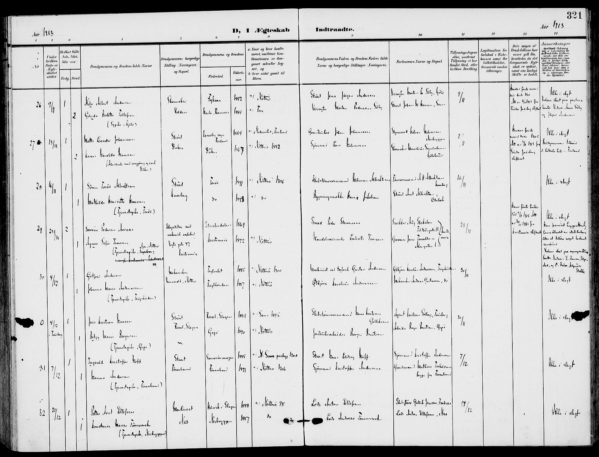 Nøtterøy kirkebøker, AV/SAKO-A-354/F/Fa/L0010: Parish register (official) no. I 10, 1908-1919, p. 321