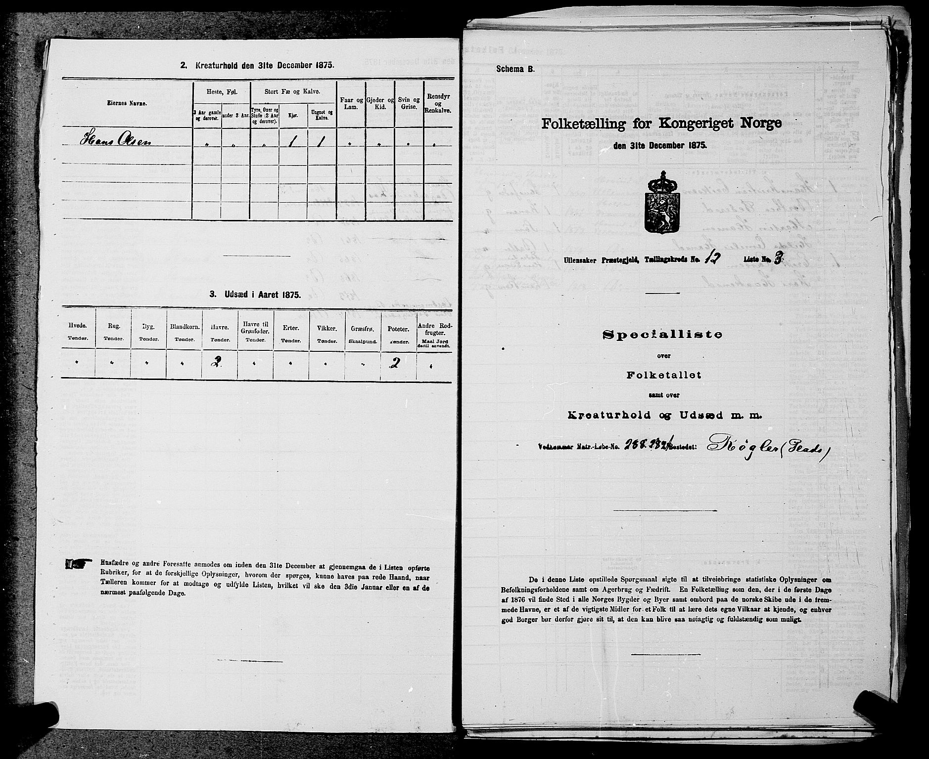 RA, 1875 census for 0235P Ullensaker, 1875, p. 1721