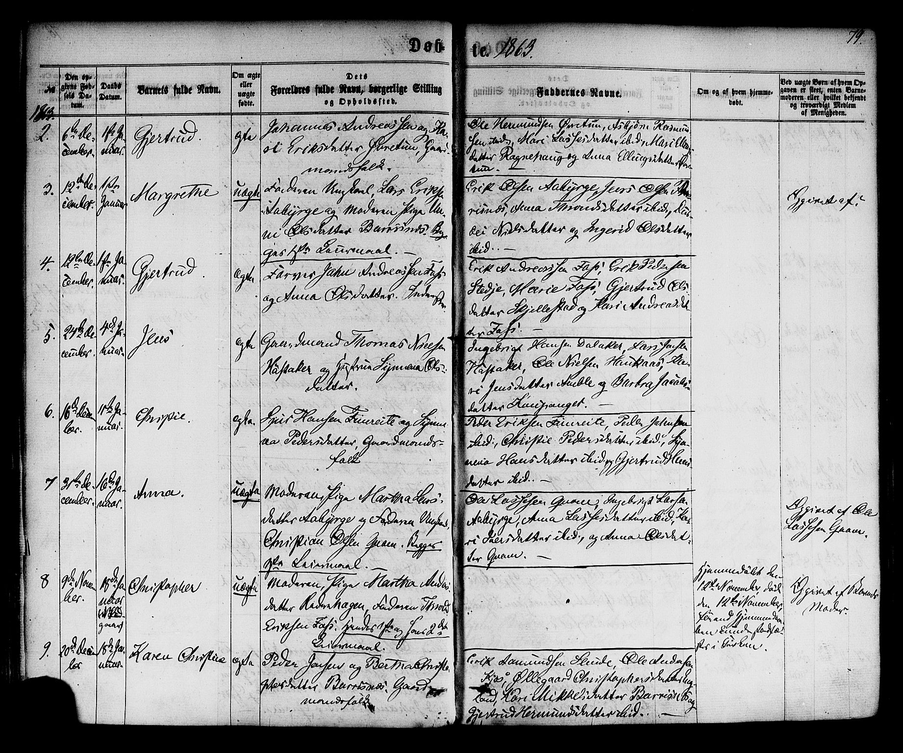 Sogndal sokneprestembete, AV/SAB-A-81301/H/Haa/Haaa/L0013: Parish register (official) no. A 13, 1859-1877, p. 79