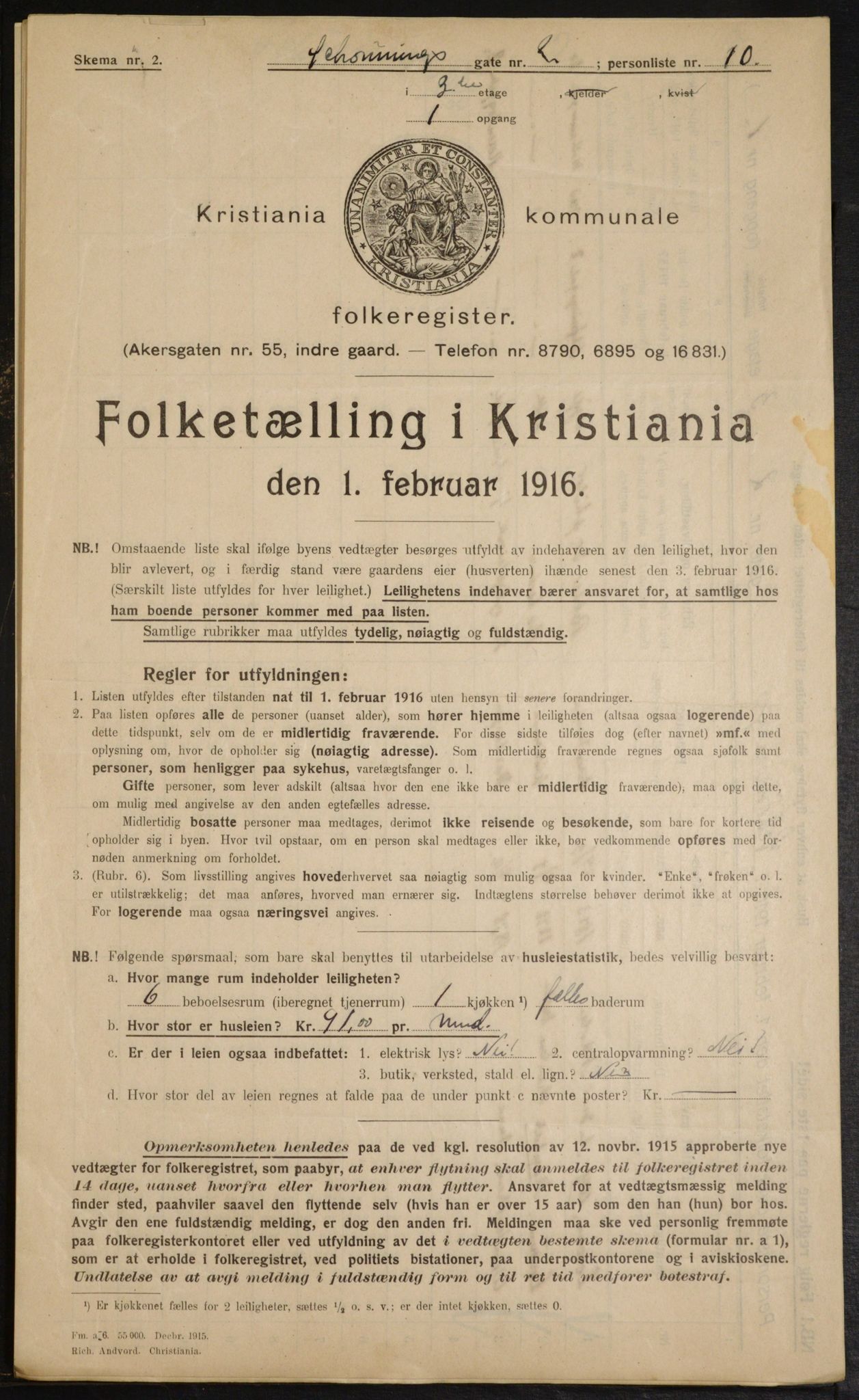 OBA, Municipal Census 1916 for Kristiania, 1916, p. 95628