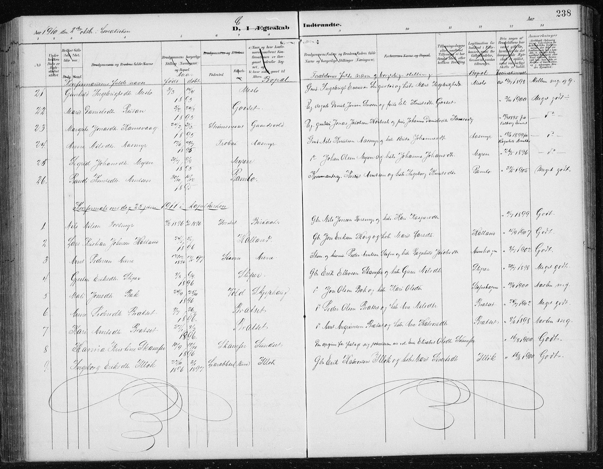 Ministerialprotokoller, klokkerbøker og fødselsregistre - Sør-Trøndelag, SAT/A-1456/674/L0876: Parish register (copy) no. 674C03, 1892-1912, p. 238