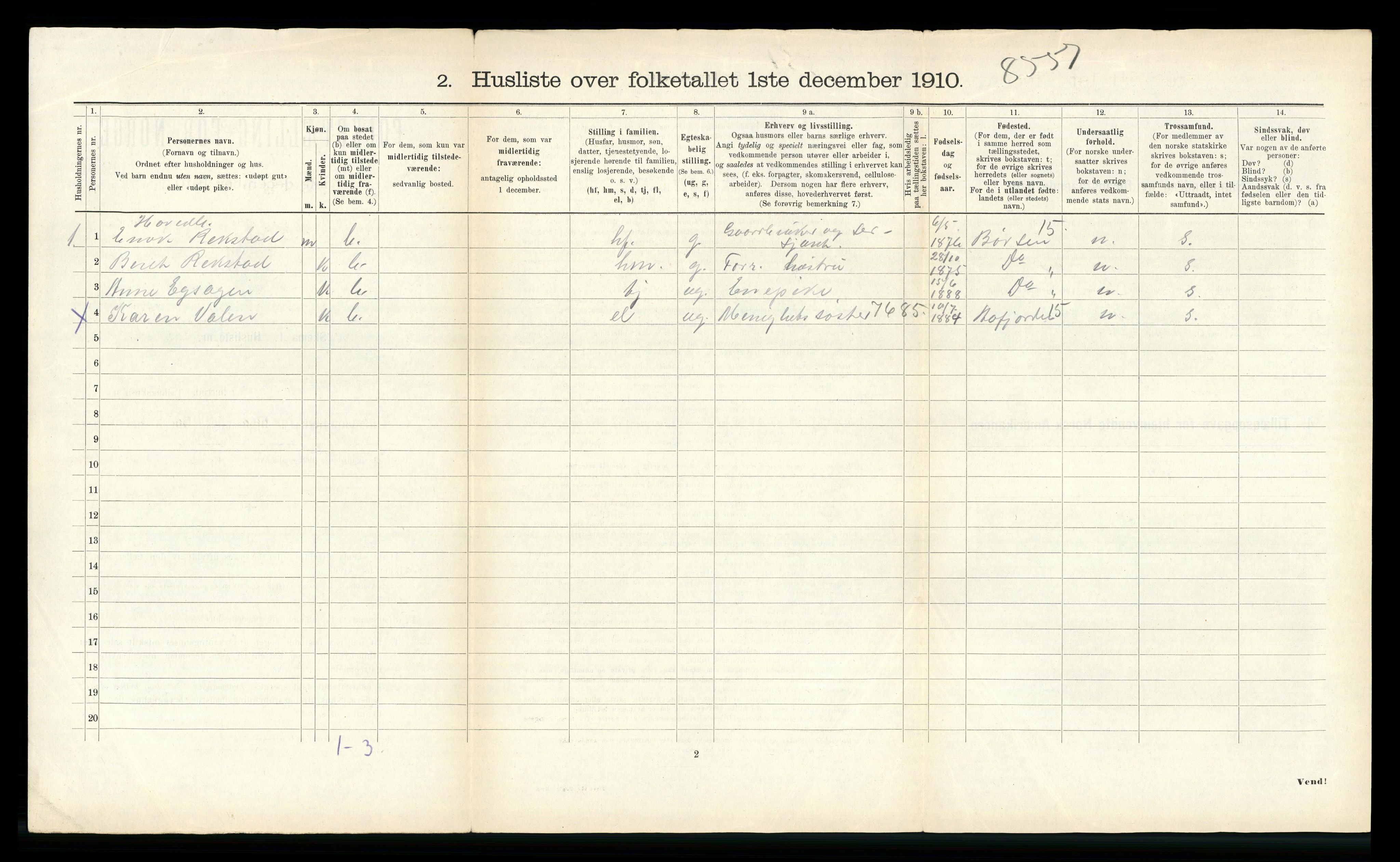 RA, 1910 census for Strinda, 1910, p. 1723