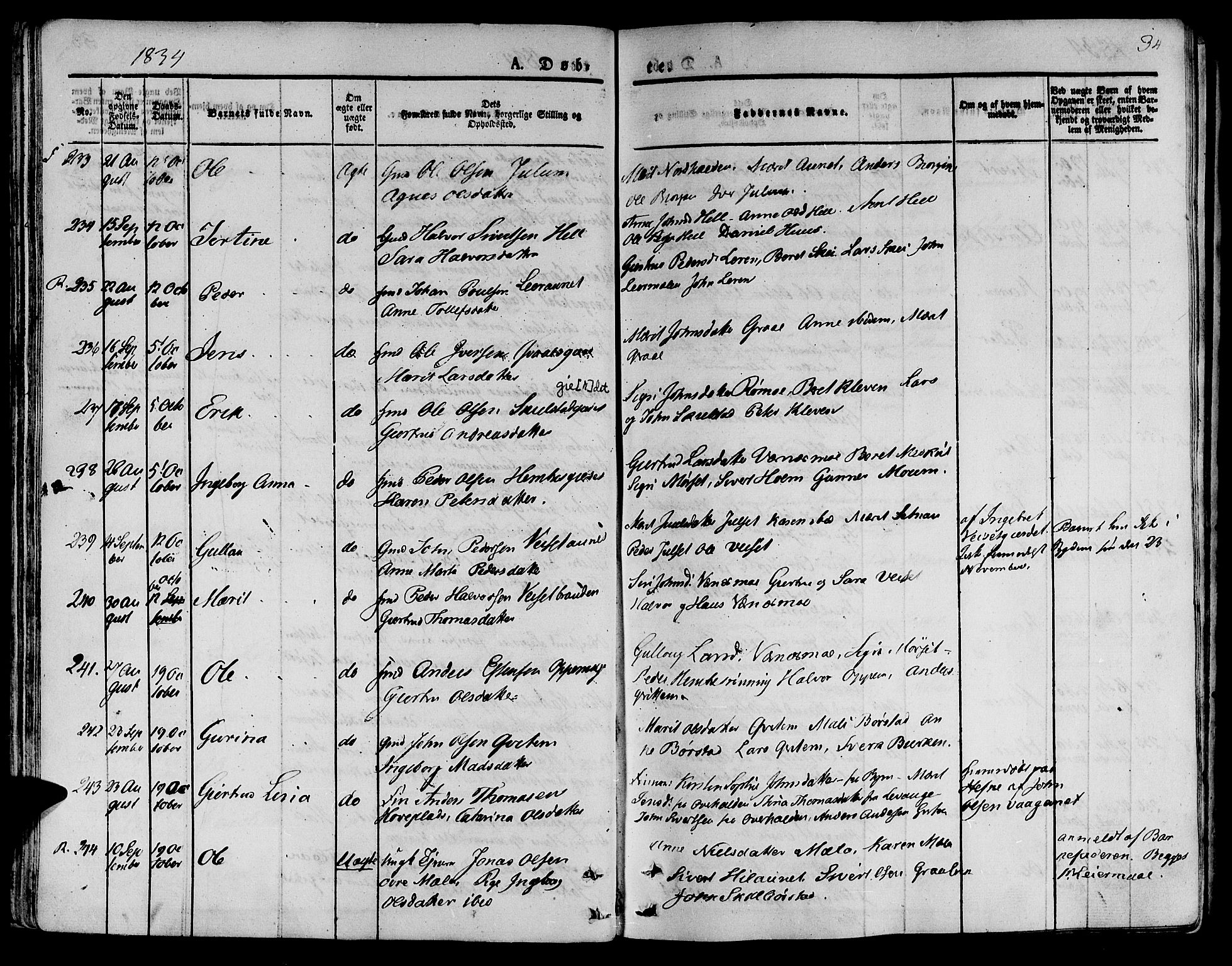 Ministerialprotokoller, klokkerbøker og fødselsregistre - Nord-Trøndelag, SAT/A-1458/709/L0071: Parish register (official) no. 709A11, 1833-1844, p. 34