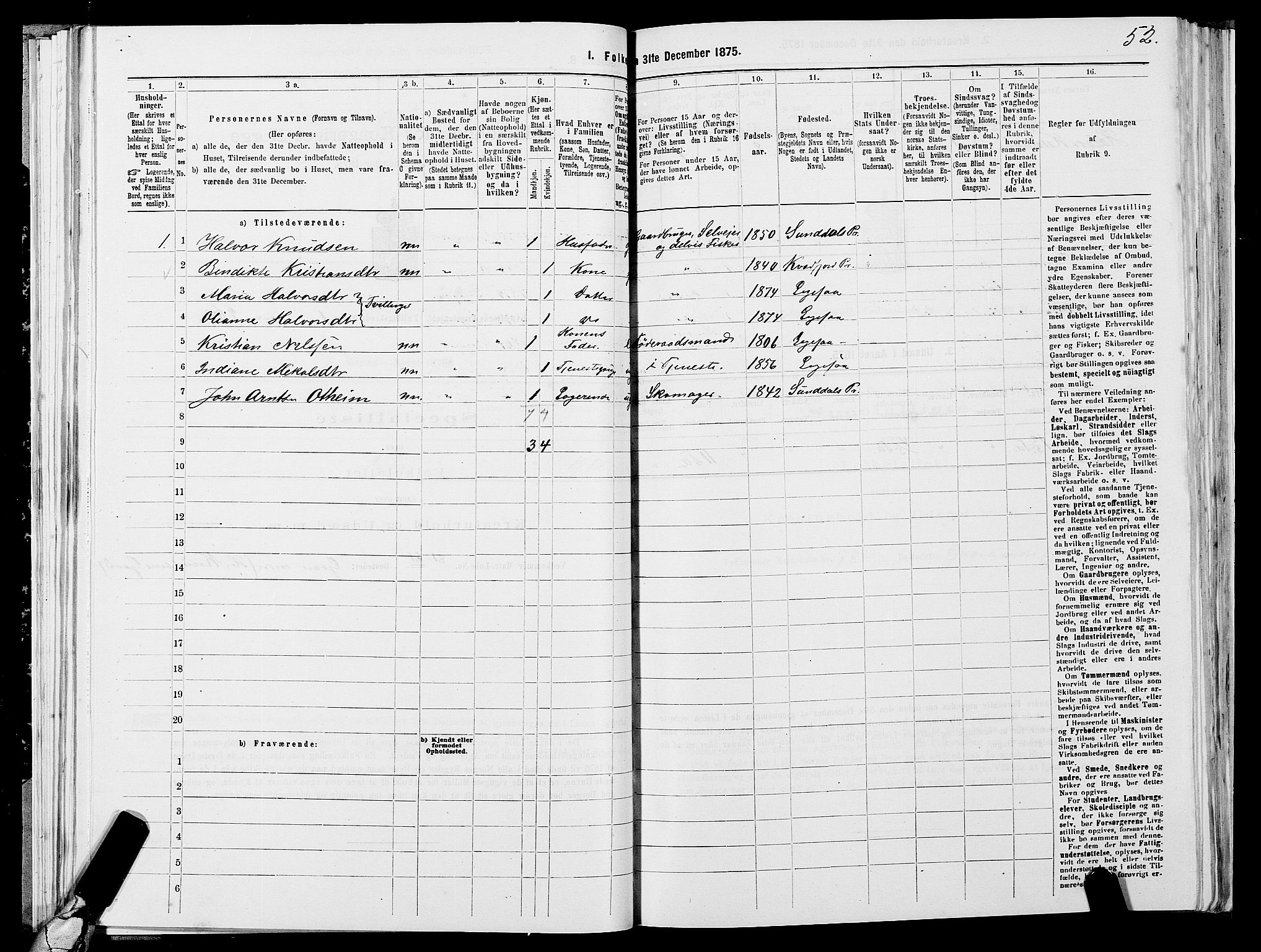 SATØ, 1875 census for 1911P Kvæfjord, 1875, p. 1052