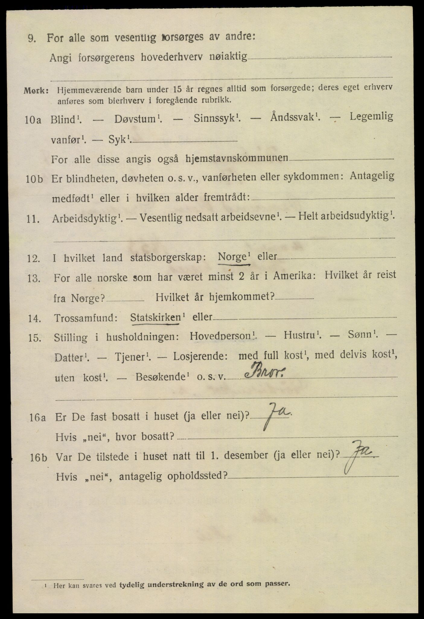 SAK, 1920 census for Birkenes, 1920, p. 4278