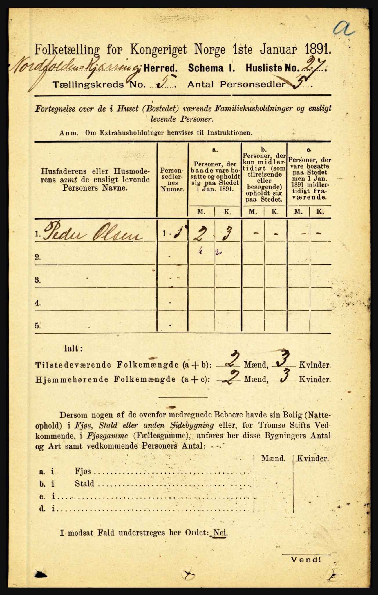 RA, 1891 census for 1846 Nordfold-Kjerringøy, 1891, p. 1153