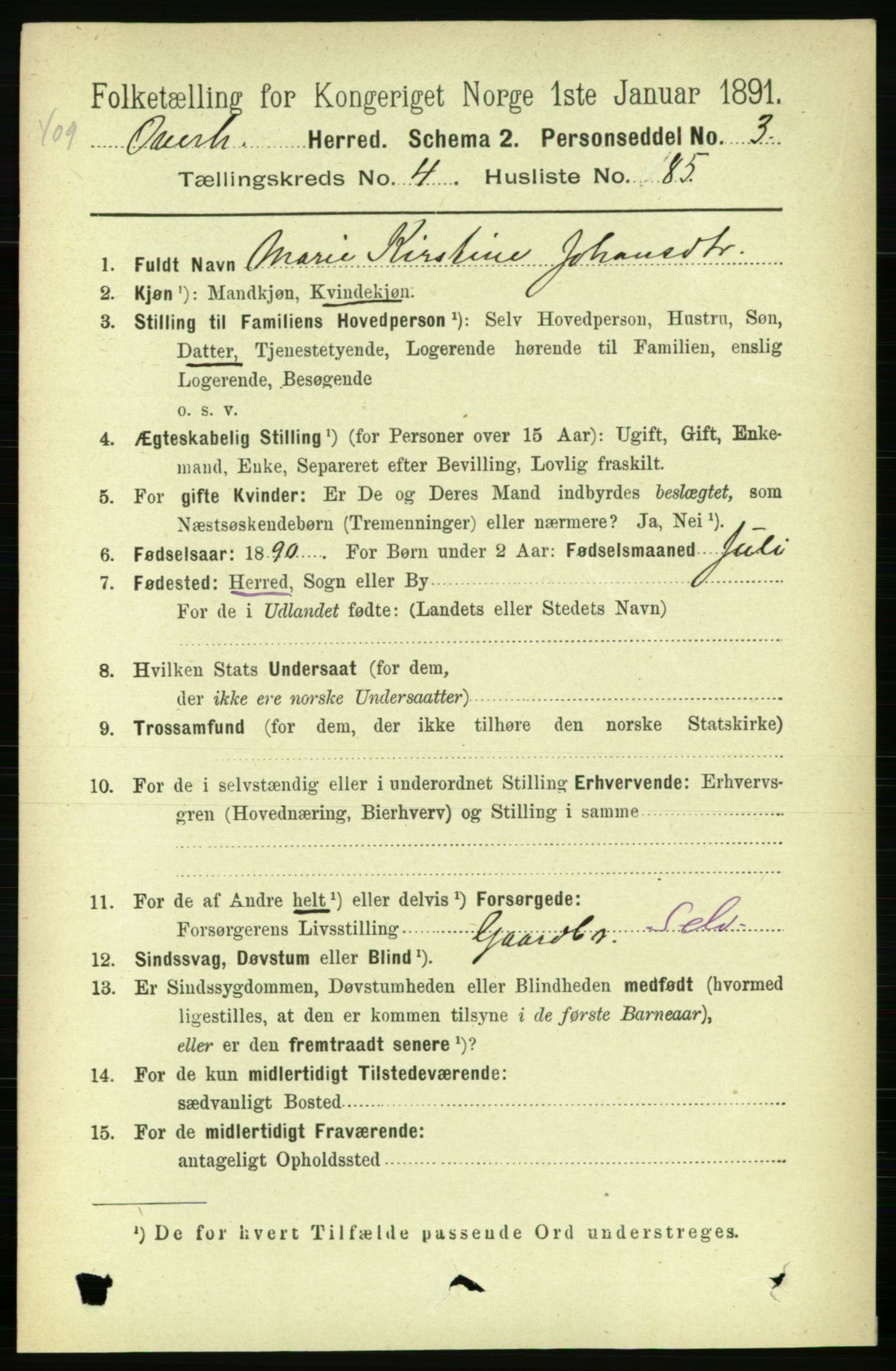 RA, 1891 census for 1744 Overhalla, 1891, p. 1591