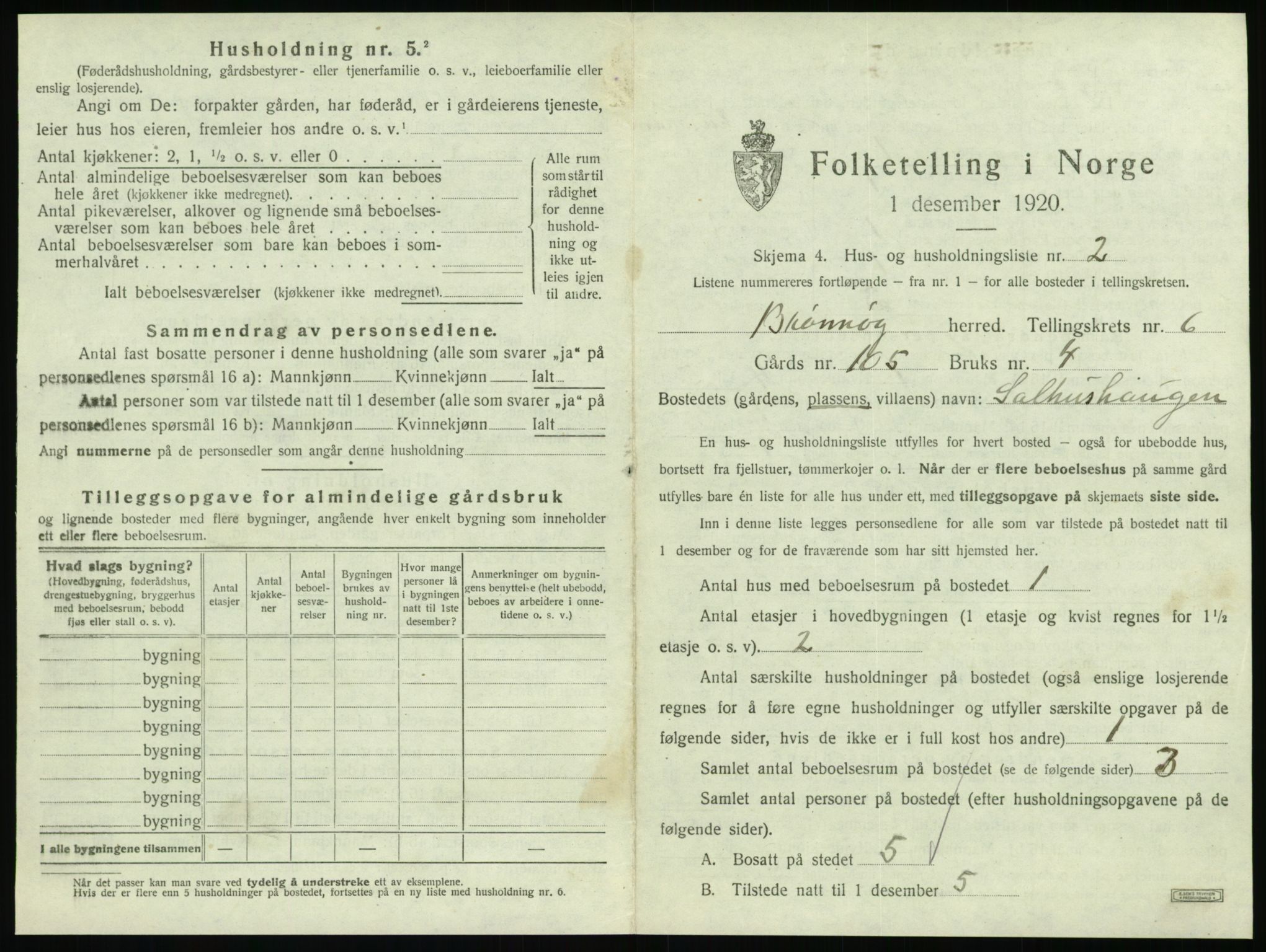 SAT, 1920 census for Brønnøy, 1920, p. 508