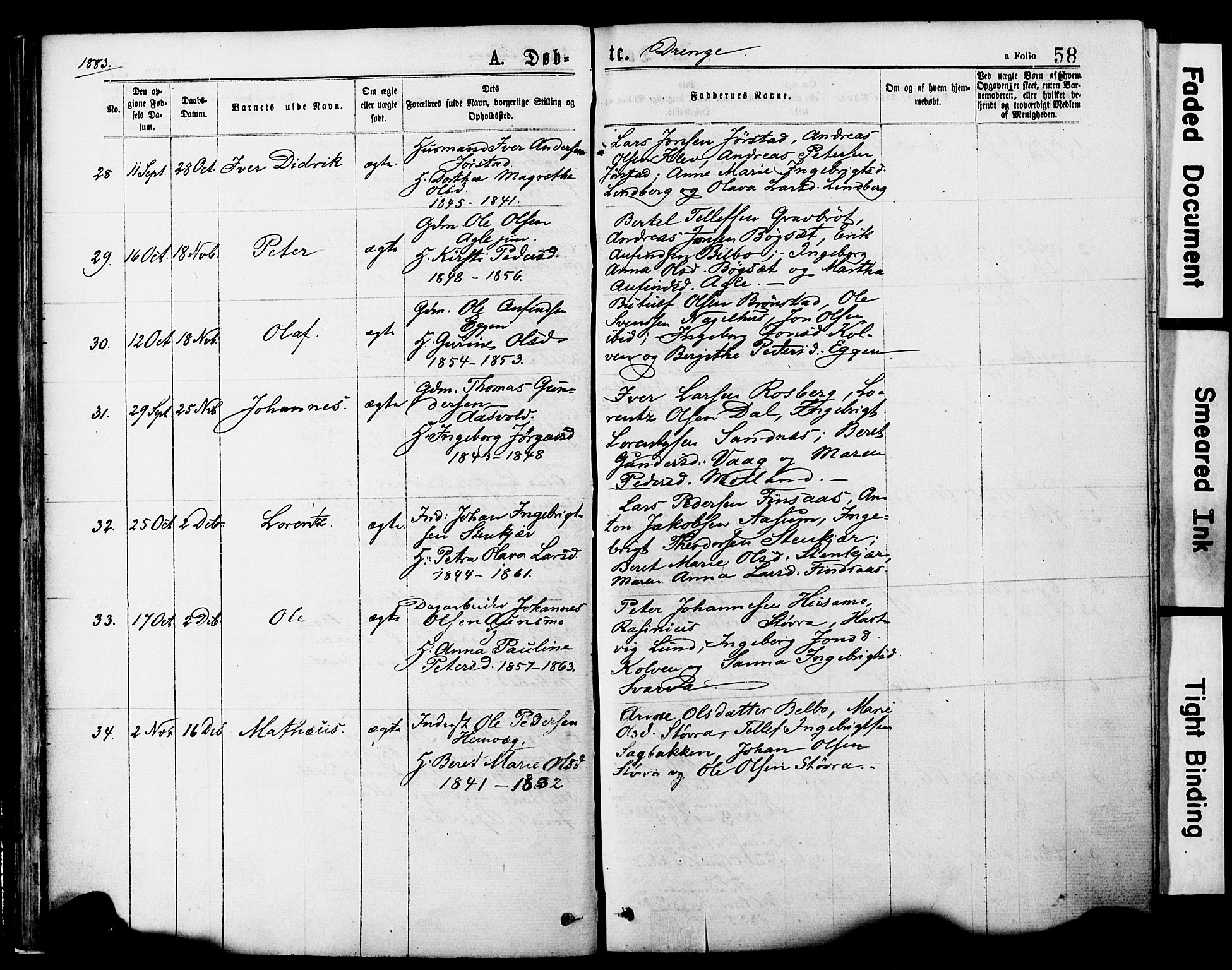 Ministerialprotokoller, klokkerbøker og fødselsregistre - Nord-Trøndelag, SAT/A-1458/749/L0473: Parish register (official) no. 749A07, 1873-1887, p. 58