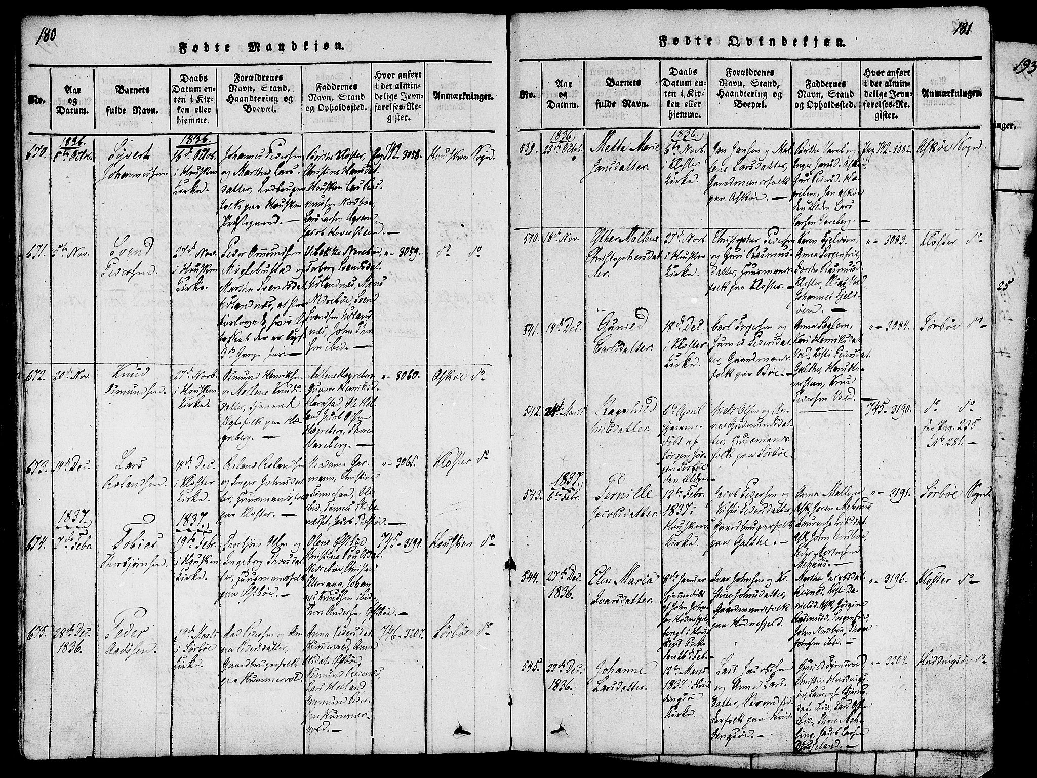 Rennesøy sokneprestkontor, AV/SAST-A -101827/H/Ha/Haa/L0004: Parish register (official) no. A 4, 1816-1837, p. 180-181