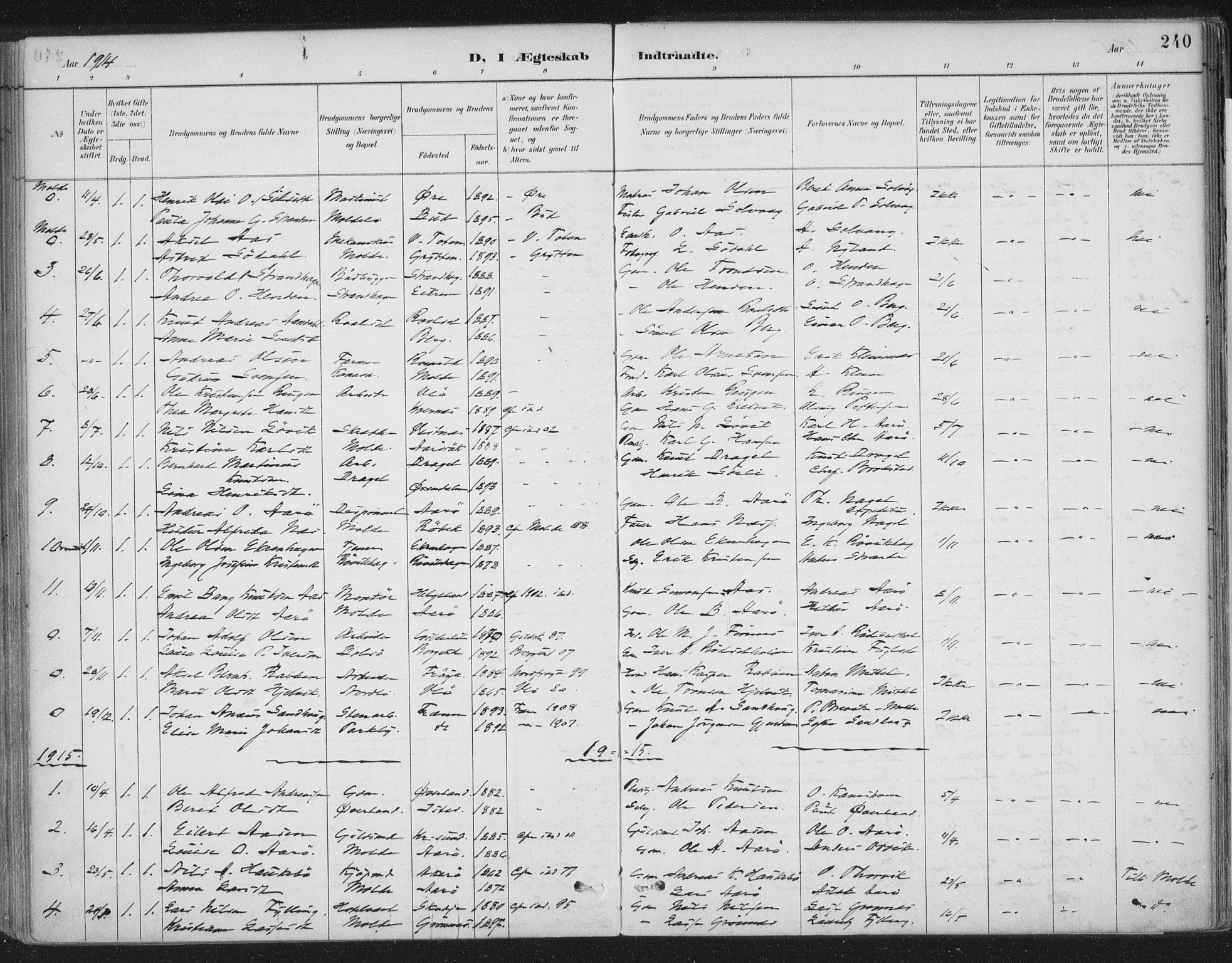 Ministerialprotokoller, klokkerbøker og fødselsregistre - Møre og Romsdal, SAT/A-1454/555/L0658: Parish register (official) no. 555A09, 1887-1917, p. 240