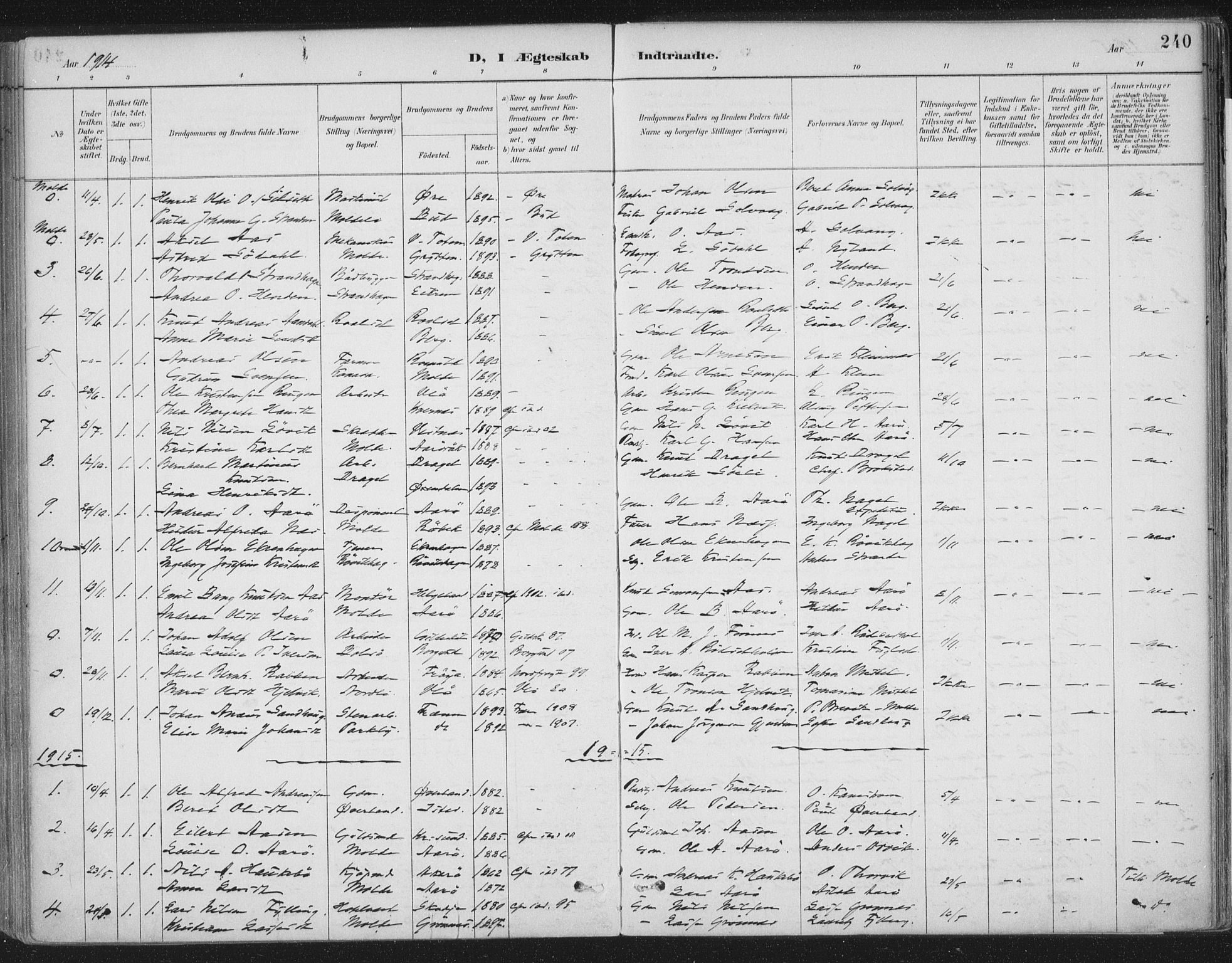 Ministerialprotokoller, klokkerbøker og fødselsregistre - Møre og Romsdal, AV/SAT-A-1454/555/L0658: Parish register (official) no. 555A09, 1887-1917, p. 240