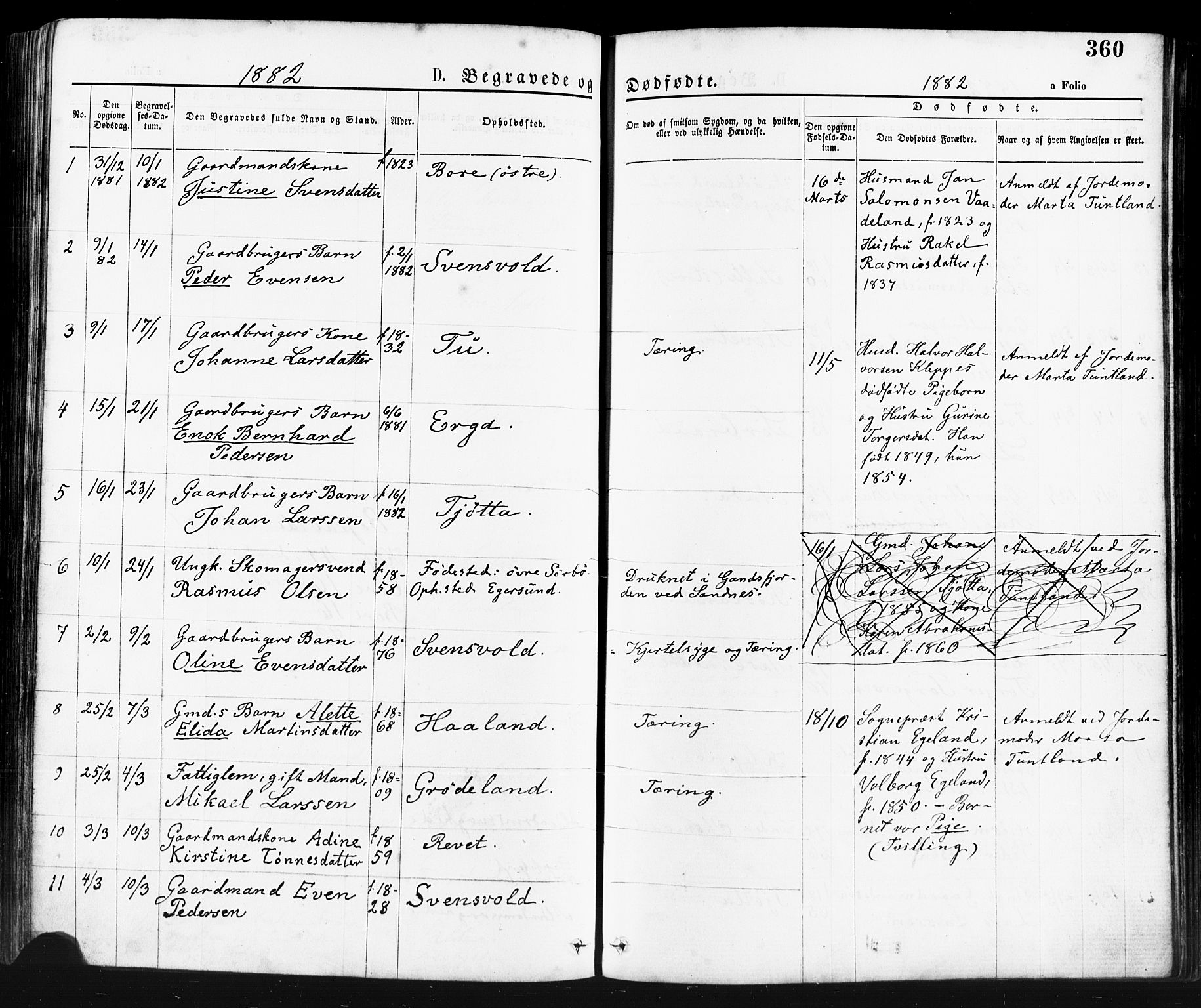 Klepp sokneprestkontor, AV/SAST-A-101803/001/3/30BA/L0006: Parish register (official) no. A 6, 1871-1885, p. 360