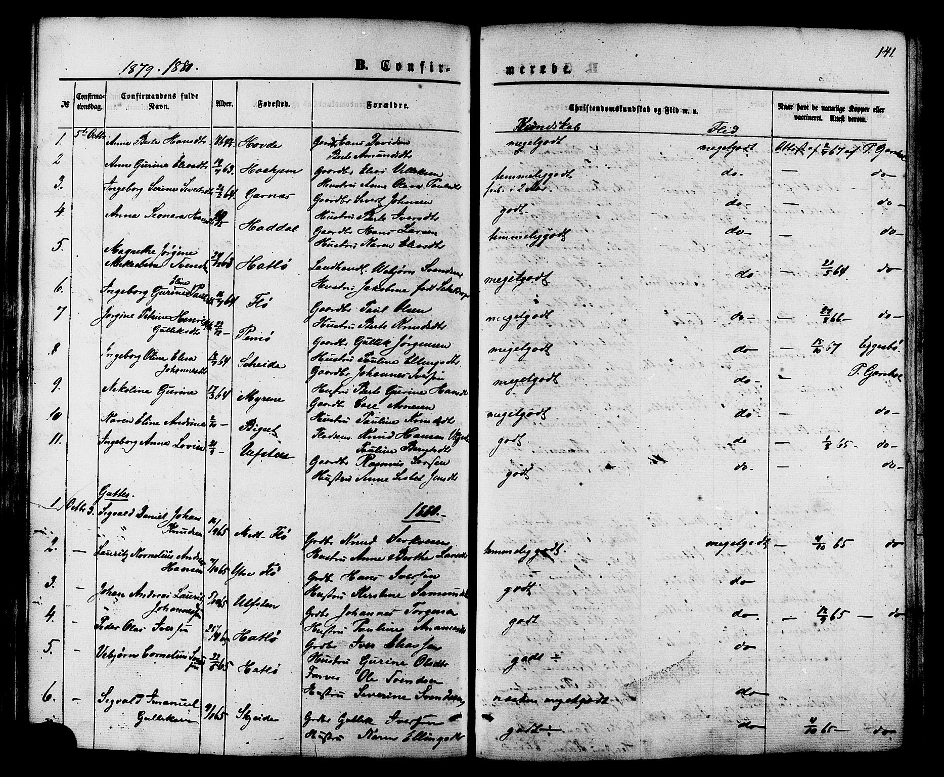 Ministerialprotokoller, klokkerbøker og fødselsregistre - Møre og Romsdal, AV/SAT-A-1454/509/L0105: Parish register (official) no. 509A03, 1848-1882, p. 141