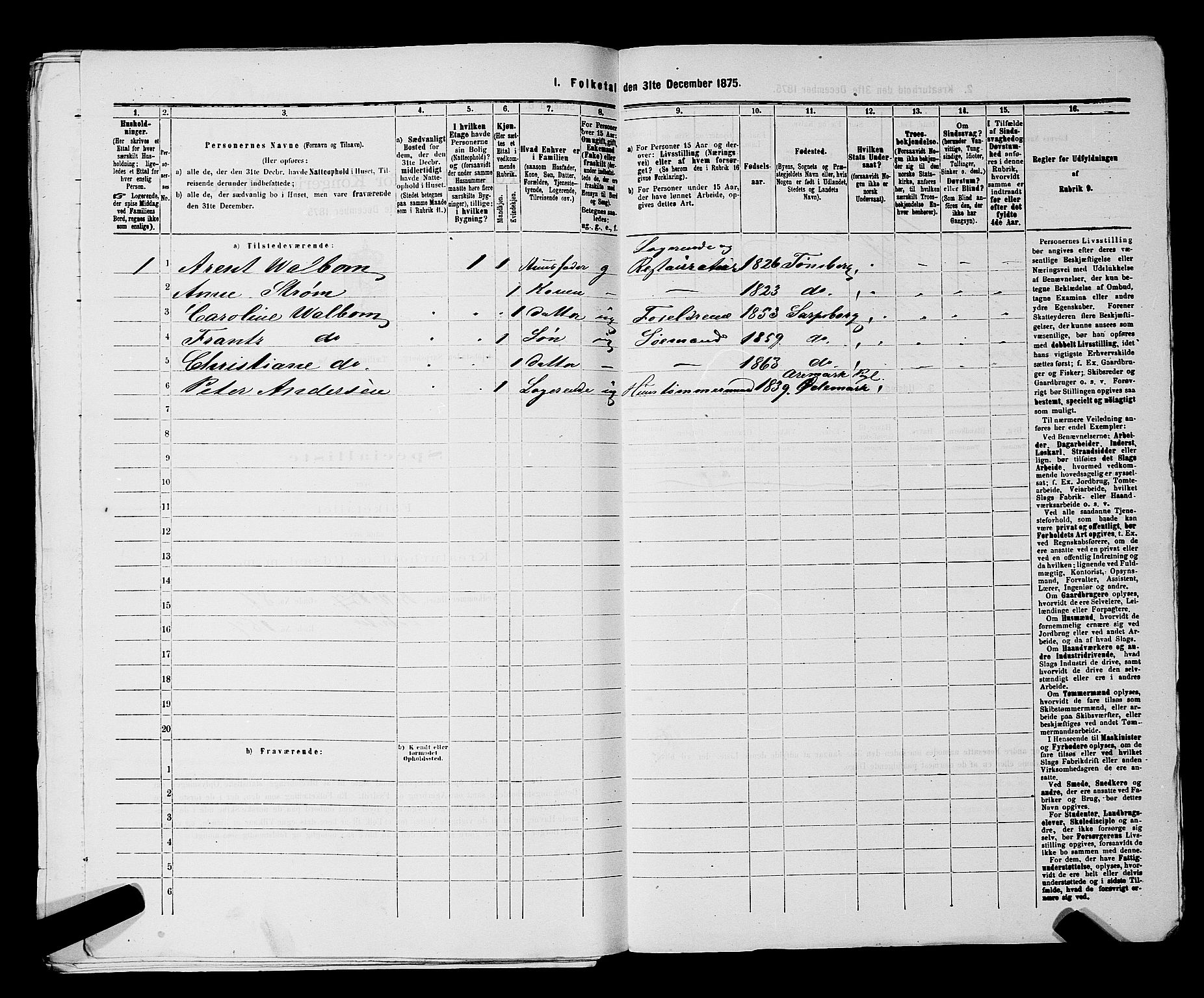 RA, 1875 census for 0102P Sarpsborg, 1875, p. 286