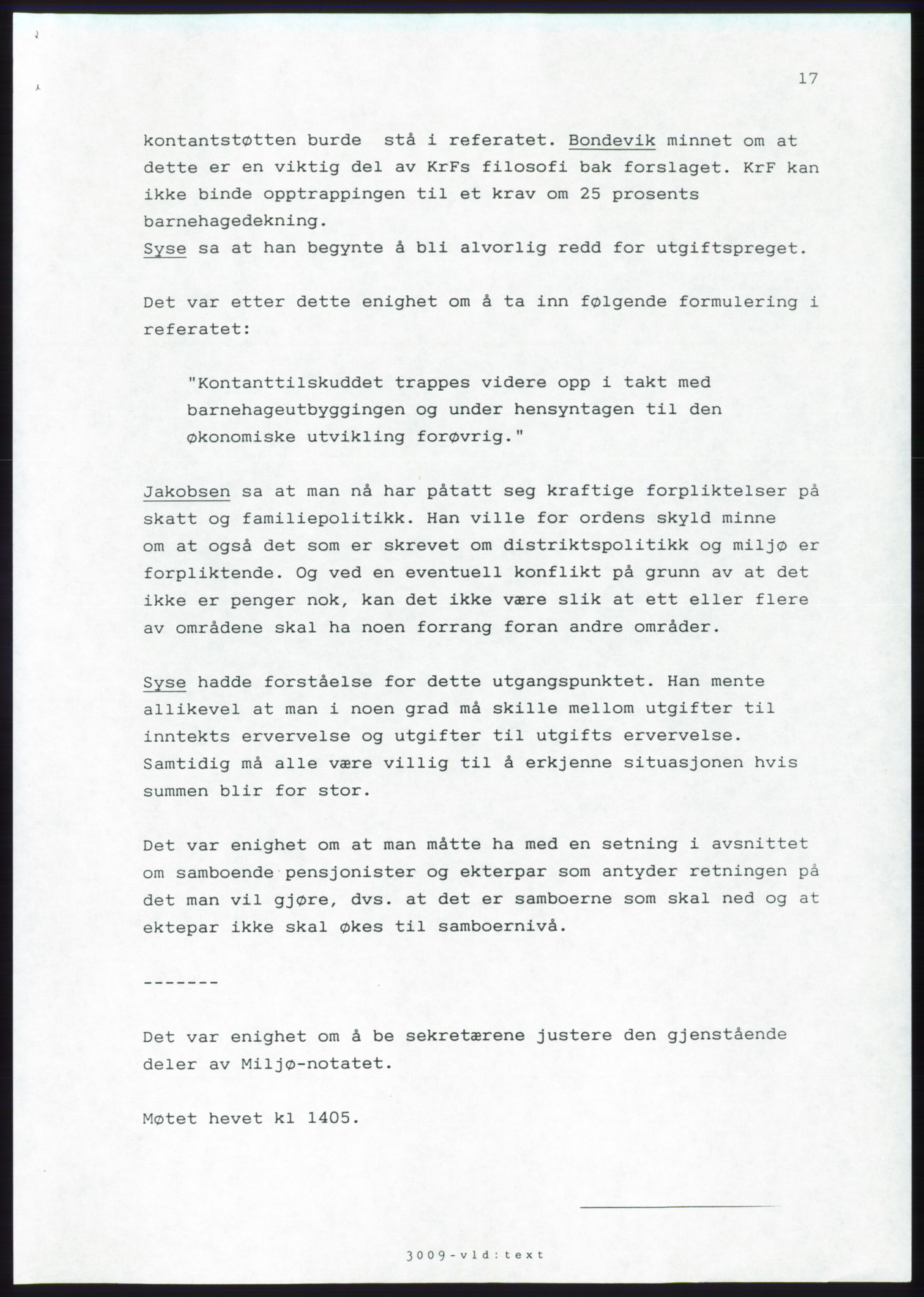 Forhandlingsmøtene 1989 mellom Høyre, KrF og Senterpartiet om dannelse av regjering, AV/RA-PA-0697/A/L0001: Forhandlingsprotokoll med vedlegg, 1989, p. 398