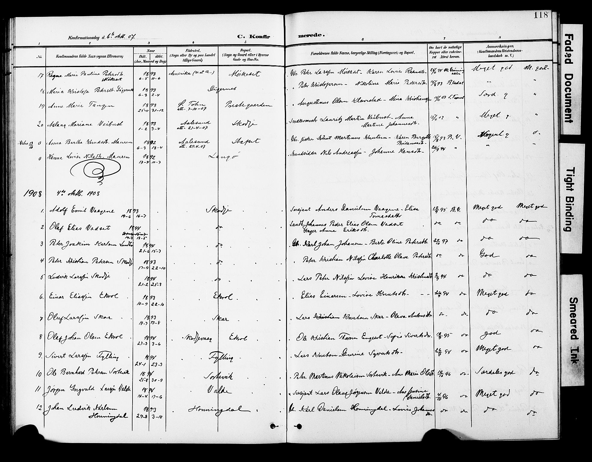 Ministerialprotokoller, klokkerbøker og fødselsregistre - Møre og Romsdal, AV/SAT-A-1454/524/L0366: Parish register (copy) no. 524C07, 1900-1931, p. 118