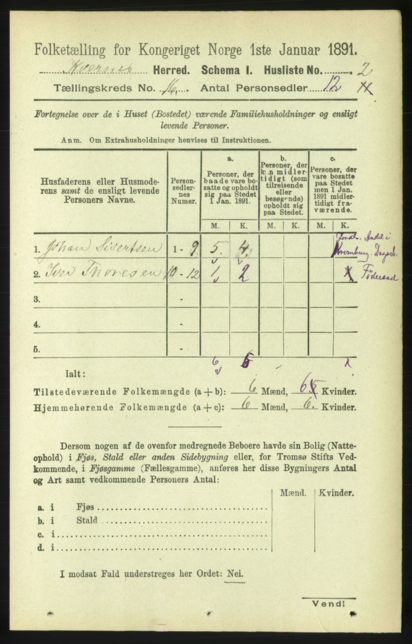 RA, 1891 census for 1553 Kvernes, 1891, p. 6357