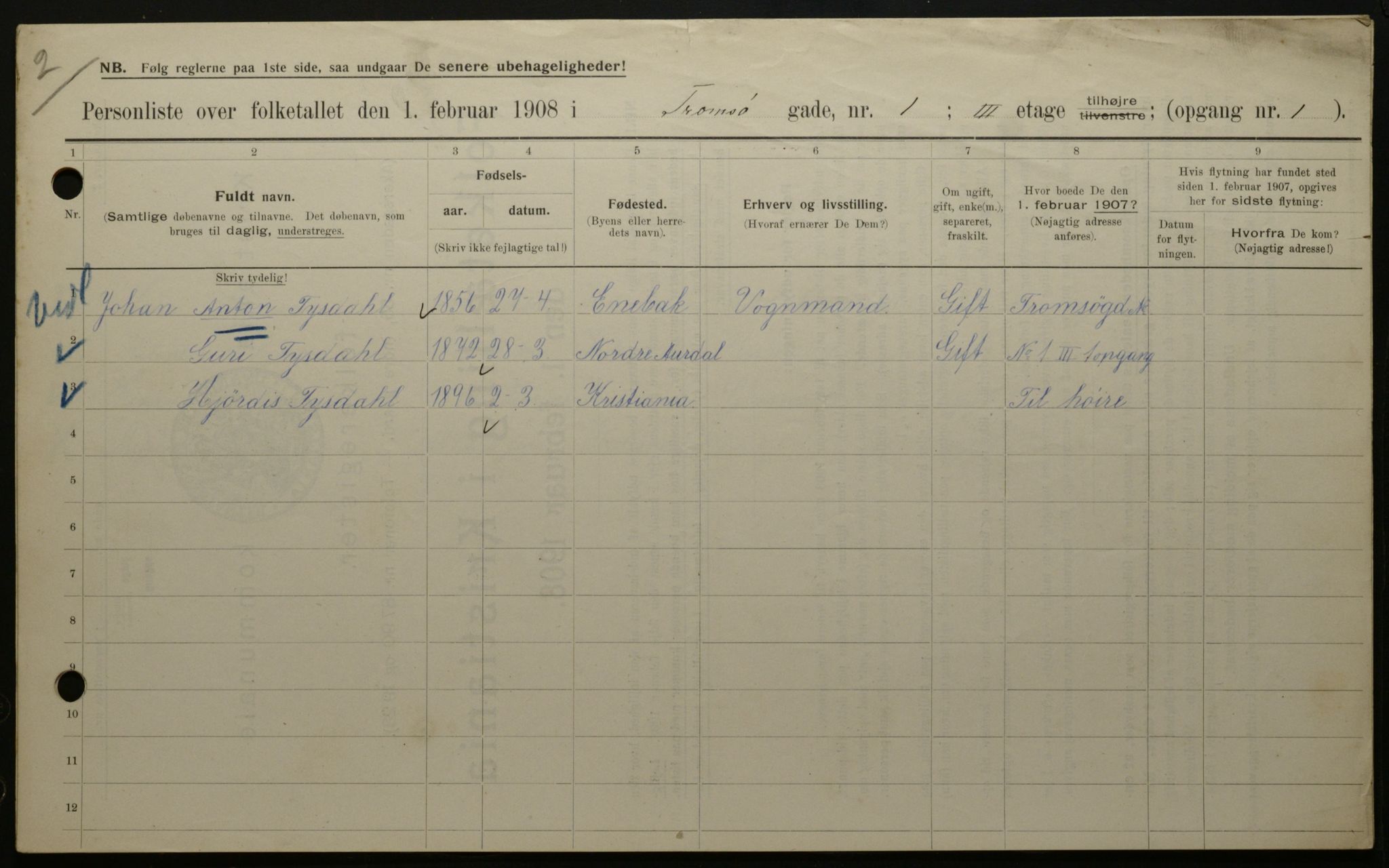 OBA, Municipal Census 1908 for Kristiania, 1908, p. 103968