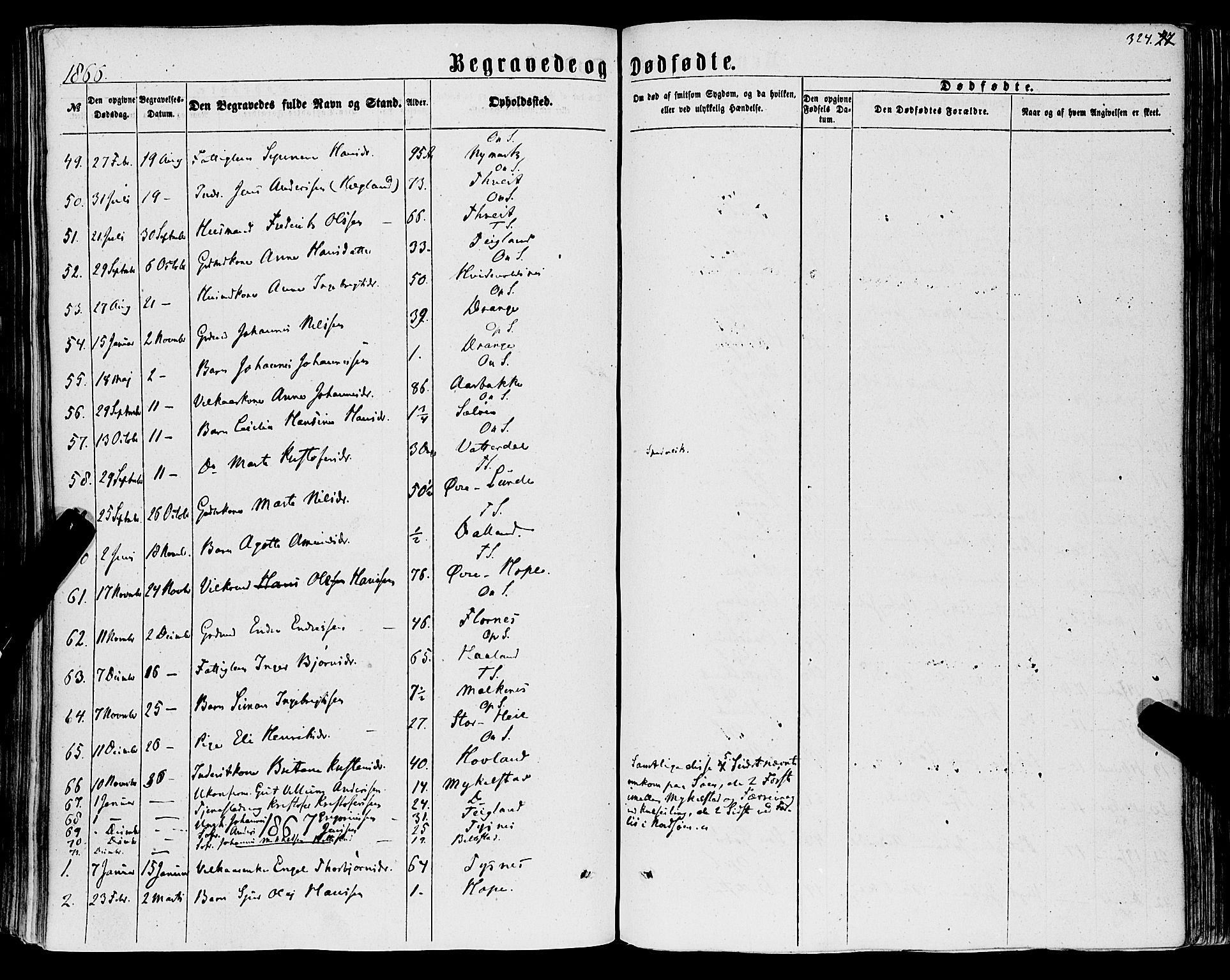 Tysnes sokneprestembete, AV/SAB-A-78601/H/Haa: Parish register (official) no. A 11, 1860-1871, p. 324