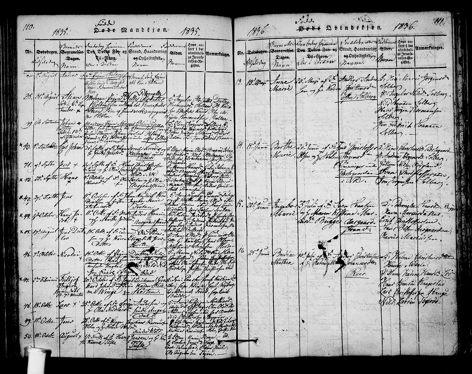 Borre kirkebøker, SAKO/A-338/F/Fa/L0004: Parish register (official) no. I 4, 1815-1845, p. 110-111