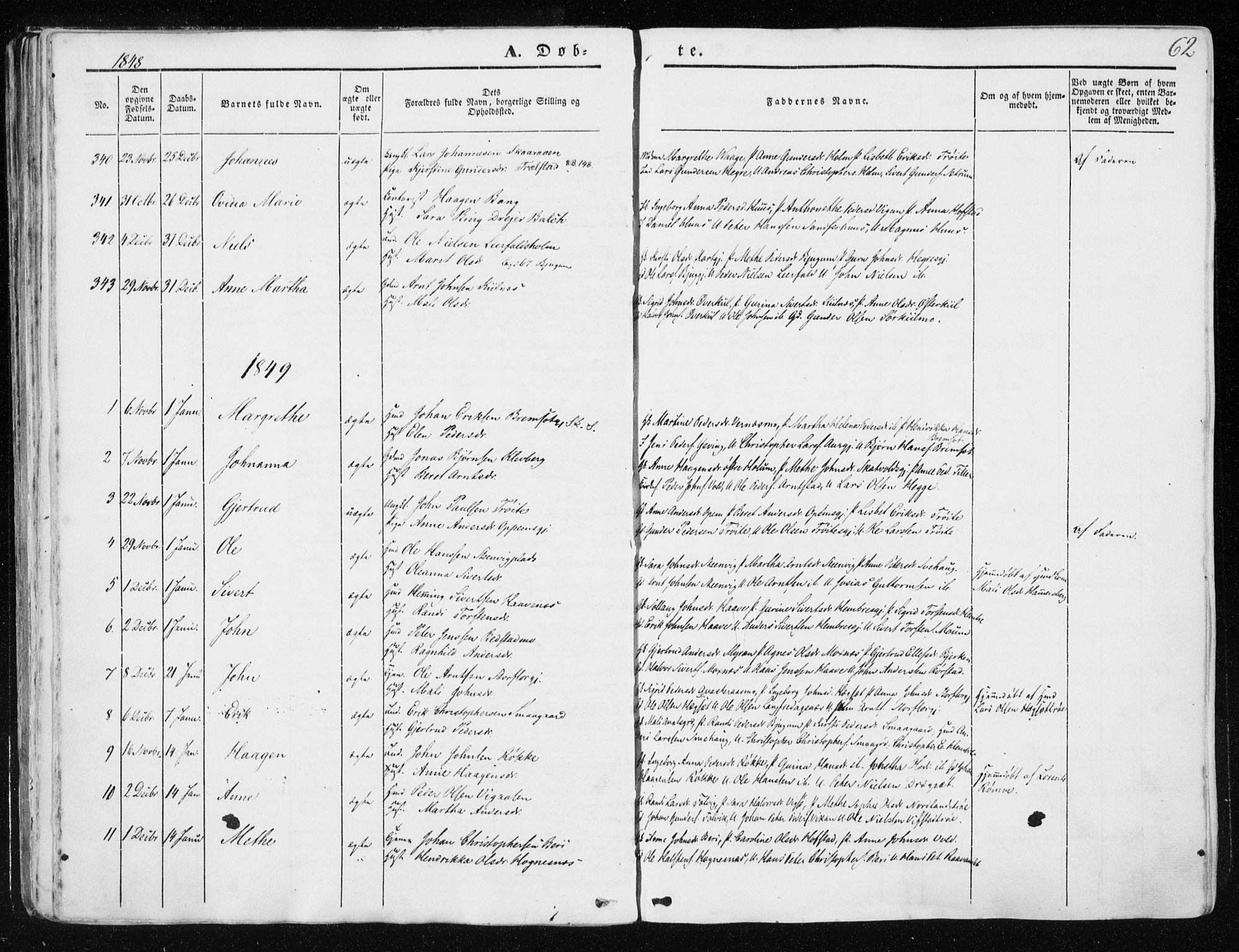 Ministerialprotokoller, klokkerbøker og fødselsregistre - Nord-Trøndelag, SAT/A-1458/709/L0074: Parish register (official) no. 709A14, 1845-1858, p. 62