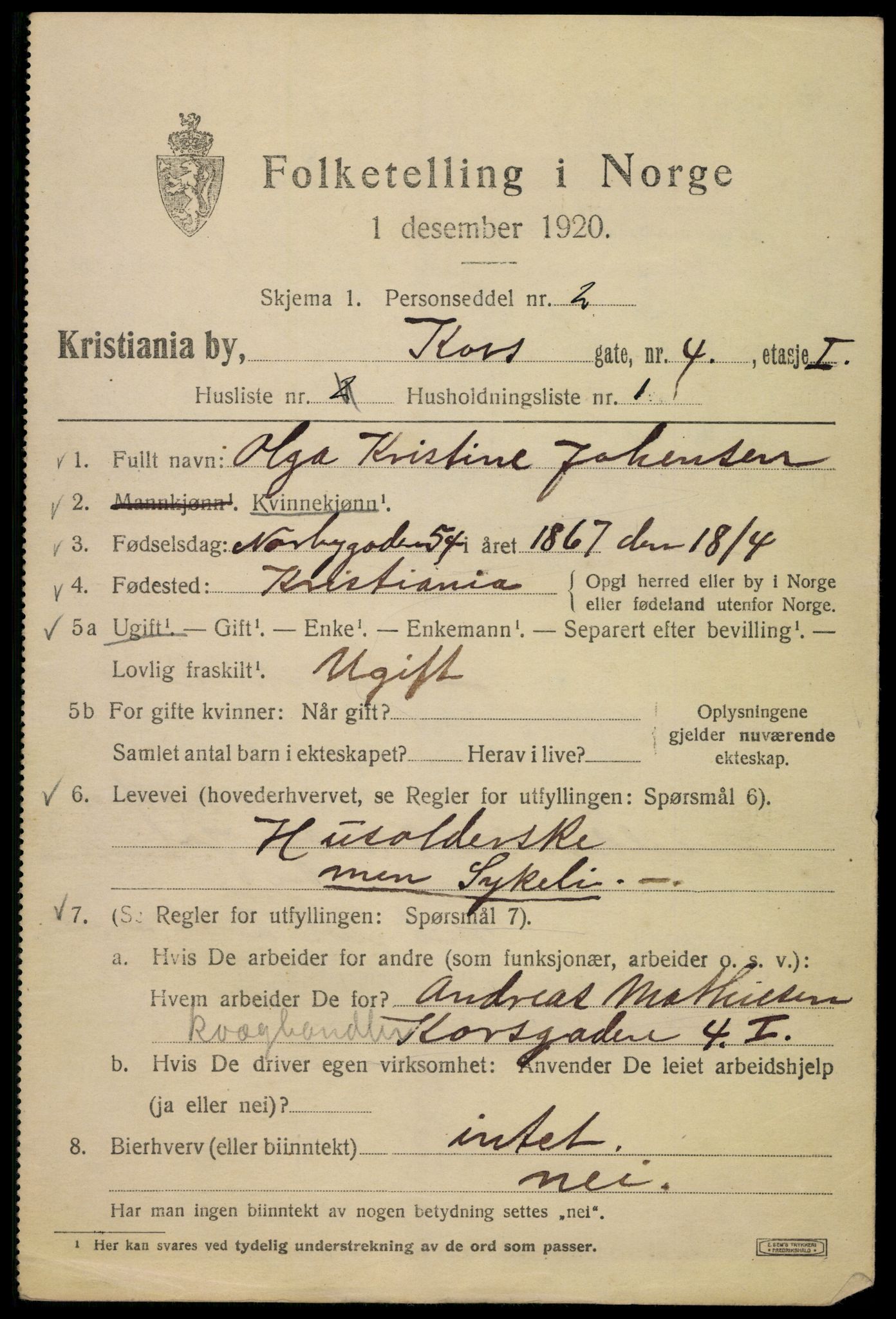 SAO, 1920 census for Kristiania, 1920, p. 349485