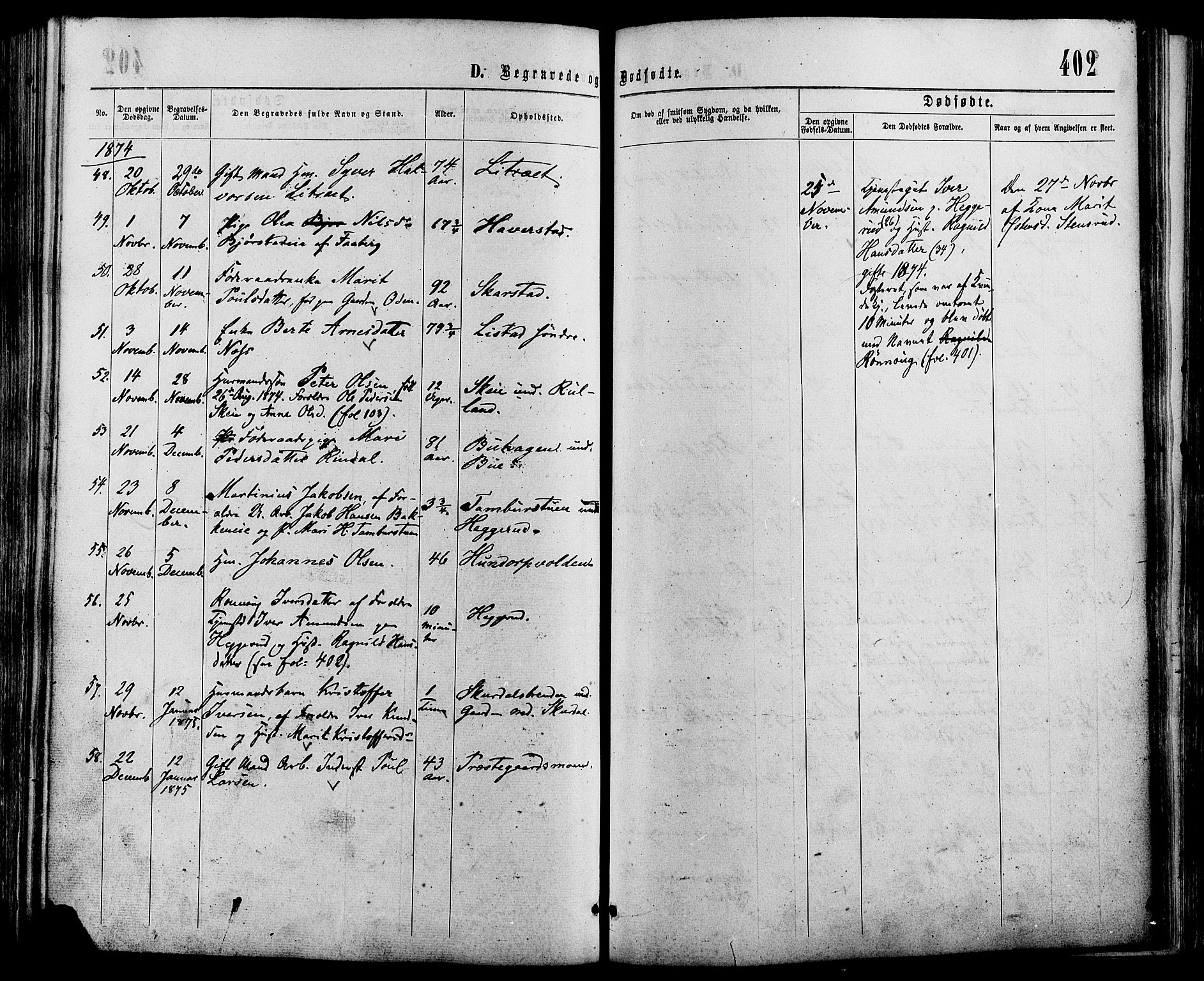 Sør-Fron prestekontor, SAH/PREST-010/H/Ha/Haa/L0002: Parish register (official) no. 2, 1864-1880, p. 402
