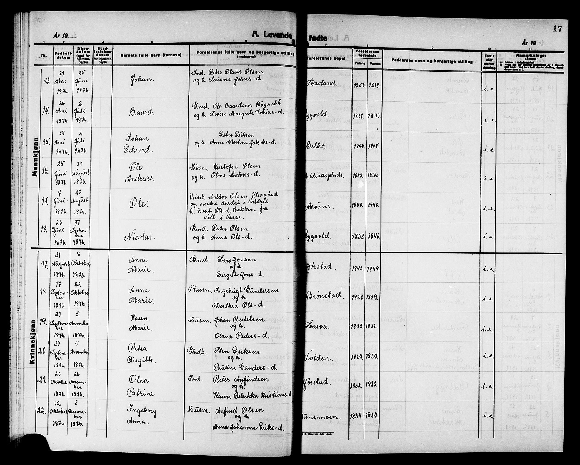 Ministerialprotokoller, klokkerbøker og fødselsregistre - Nord-Trøndelag, SAT/A-1458/749/L0486: Parish register (official) no. 749D02, 1873-1887, p. 17