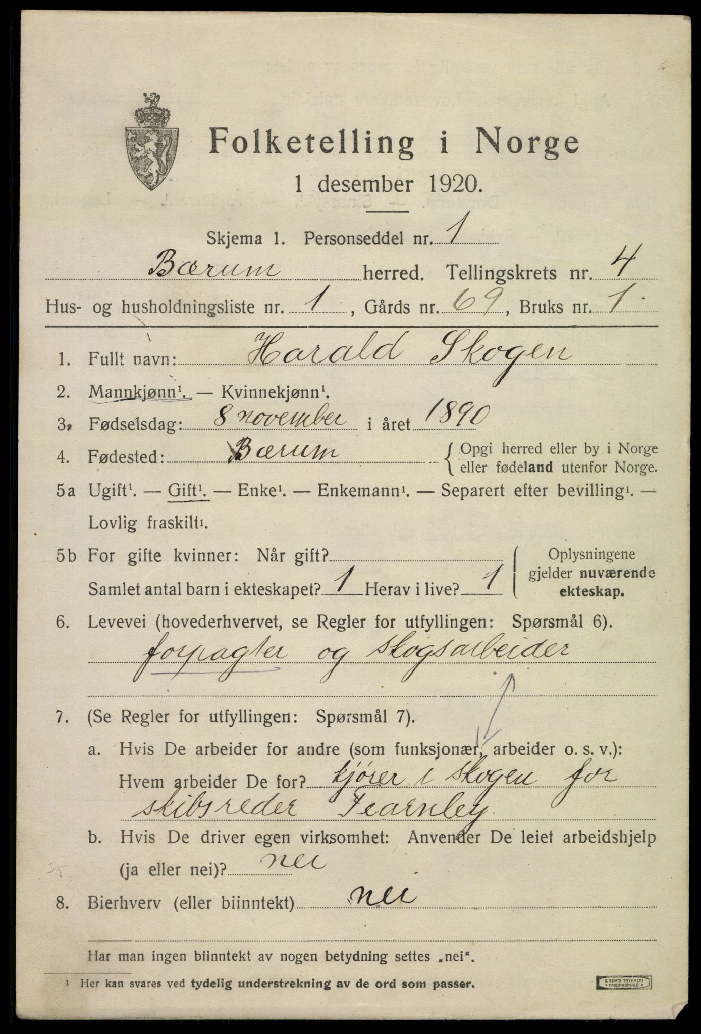 SAO, 1920 census for Bærum, 1920, p. 8748