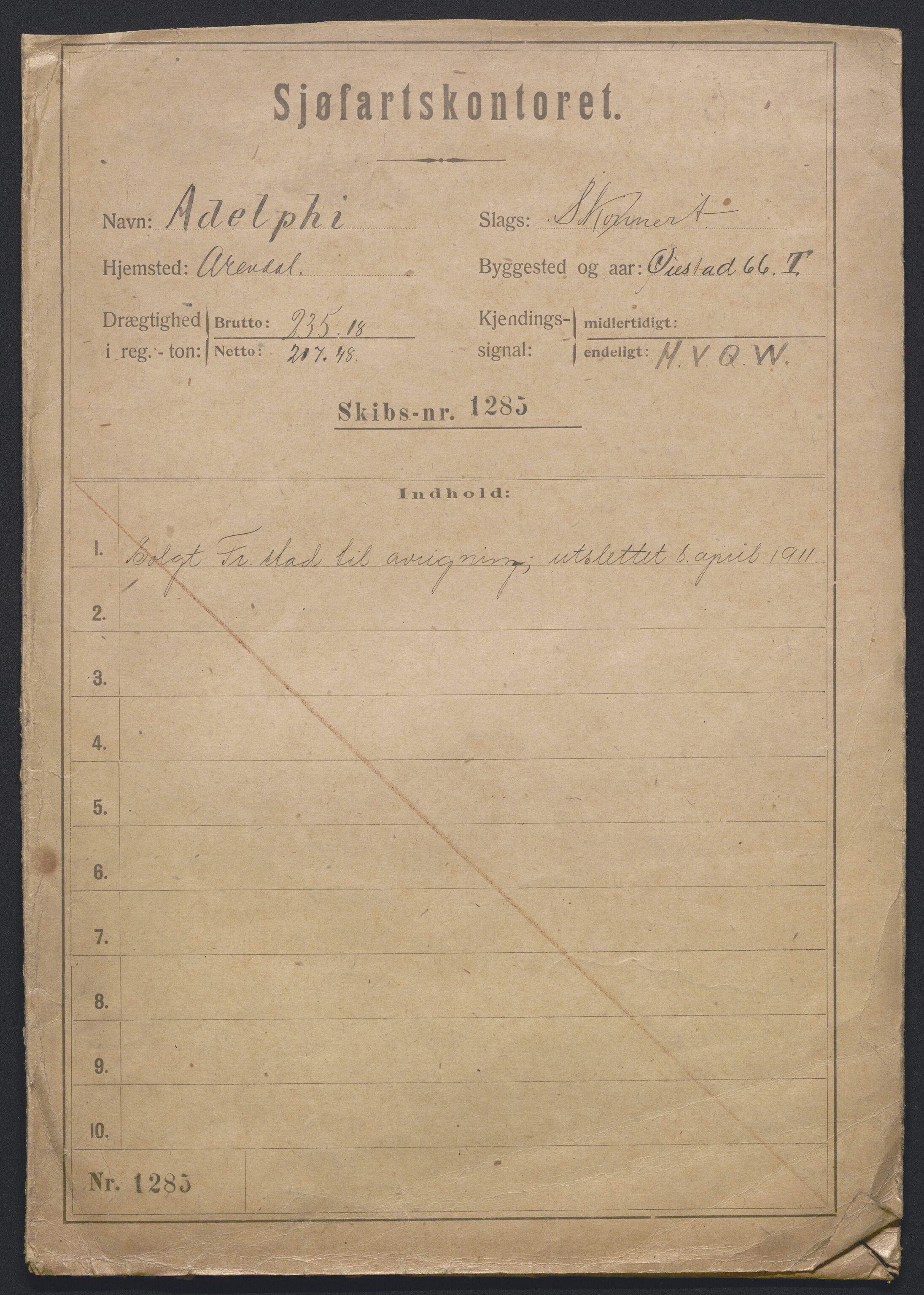 Sjøfartsdirektoratet med forløpere, skipsmapper slettede skip, AV/RA-S-4998/F/Fa/L0005: --, 1864-1933, p. 222