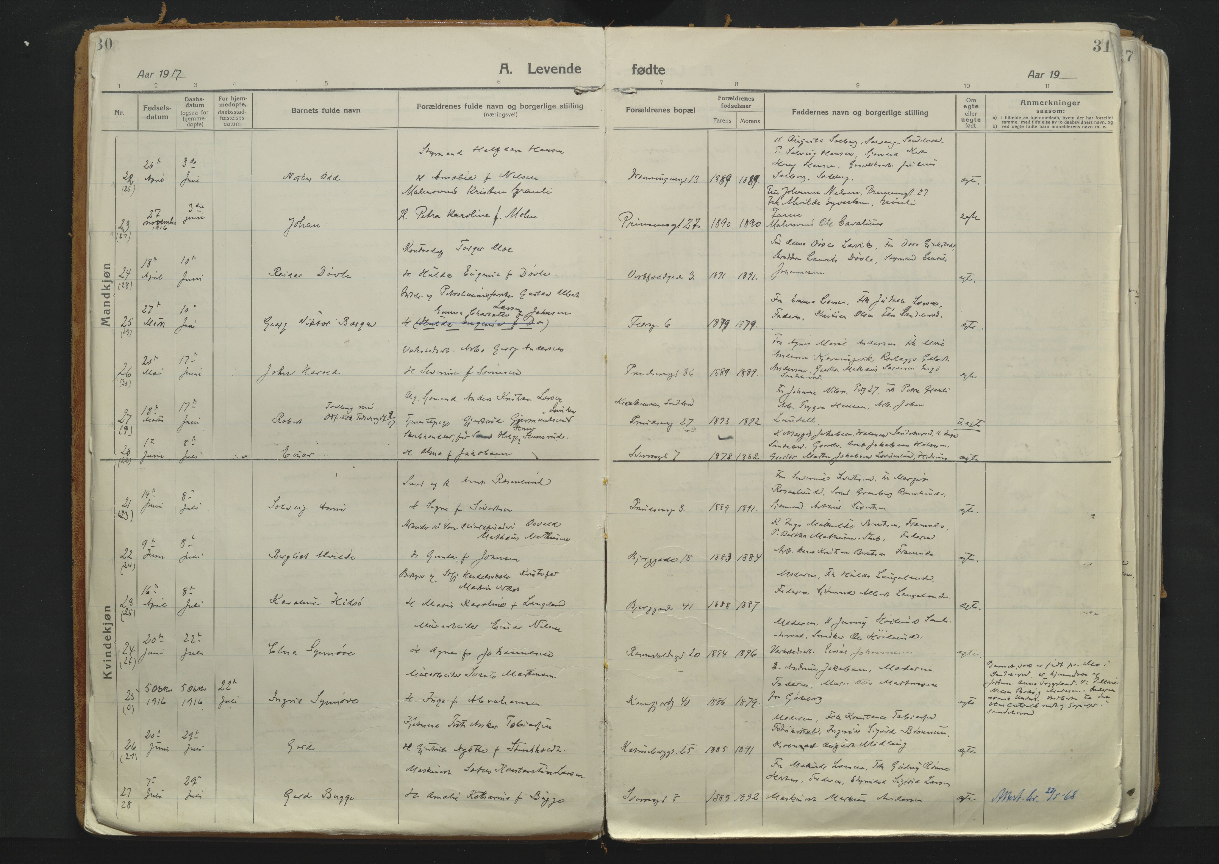 Sandefjord kirkebøker, SAKO/A-315/F/Fa/L0007: Parish register (official) no. 7, 1916-1930, p. 30-31