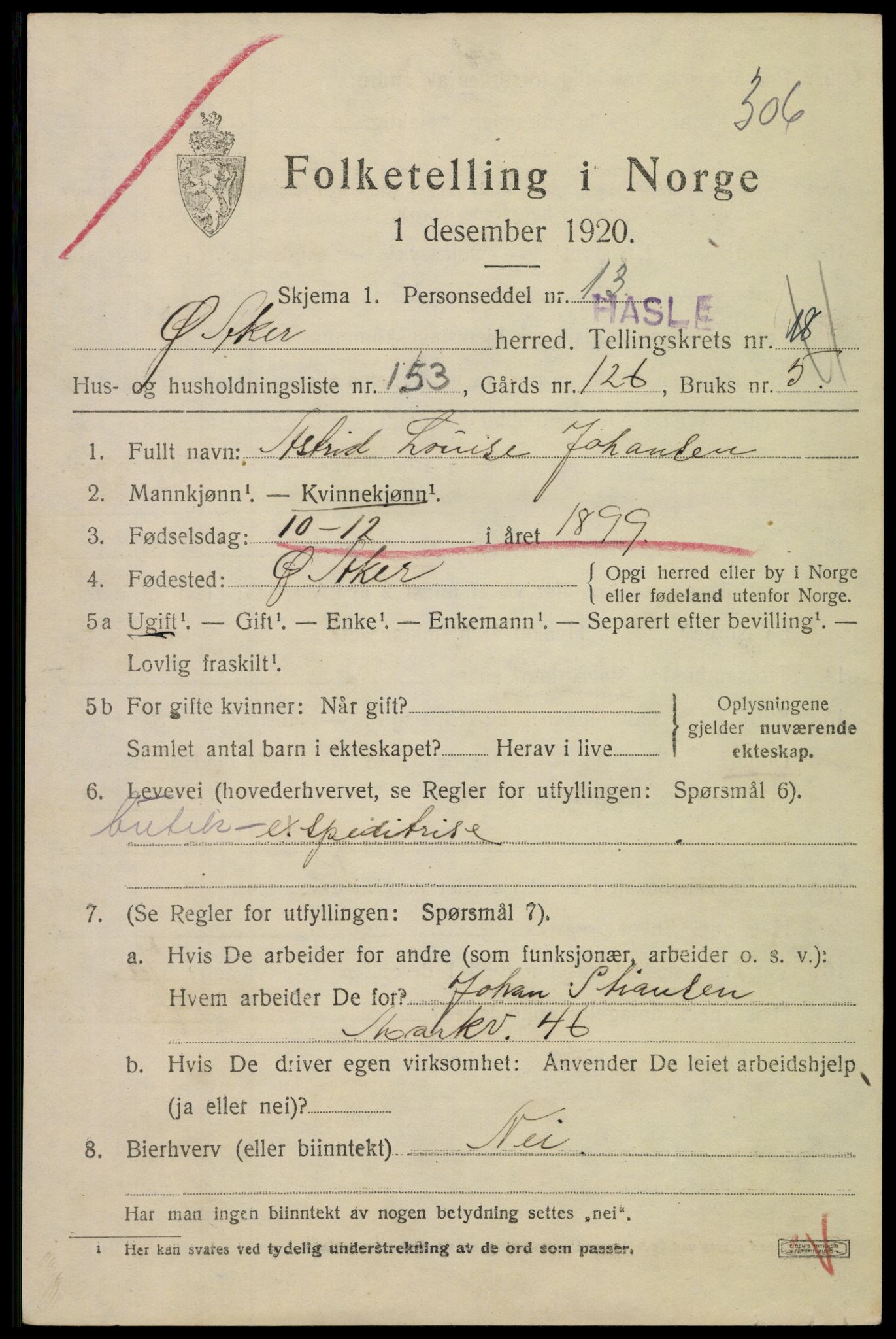 SAO, 1920 census for Aker, 1920, p. 114392