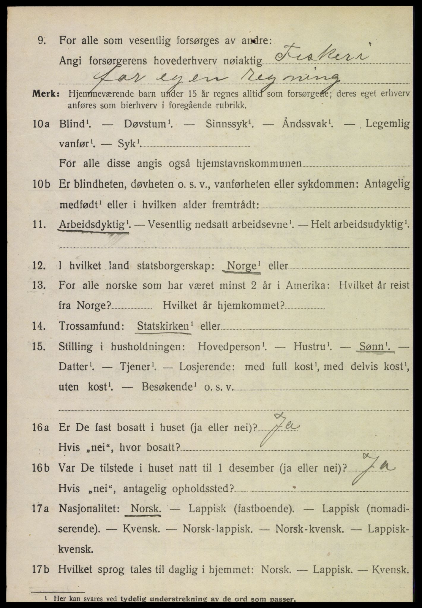 SAT, 1920 census for Vikna, 1920, p. 5998