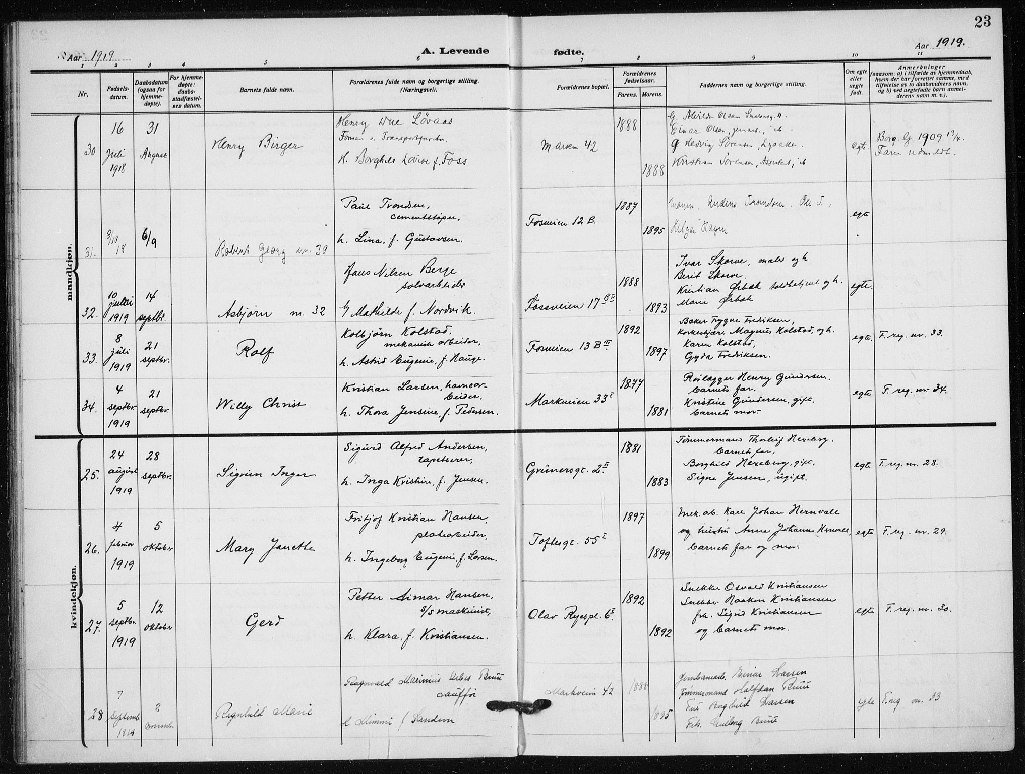 Hauge prestekontor Kirkebøker, AV/SAO-A-10849/F/Fa/L0001: Parish register (official) no. 1, 1917-1938, p. 23